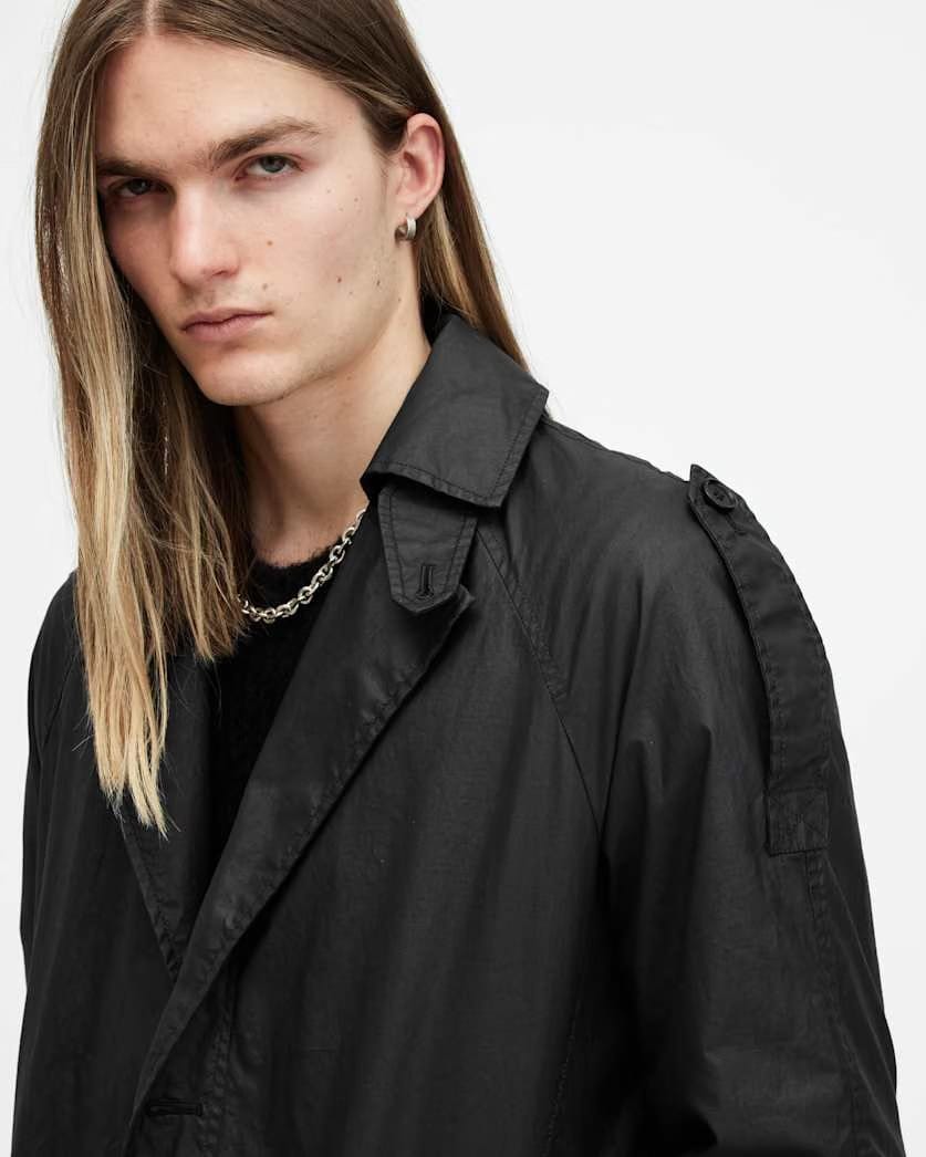 AllSaints Allman Waxed Water Repellent Mac Black