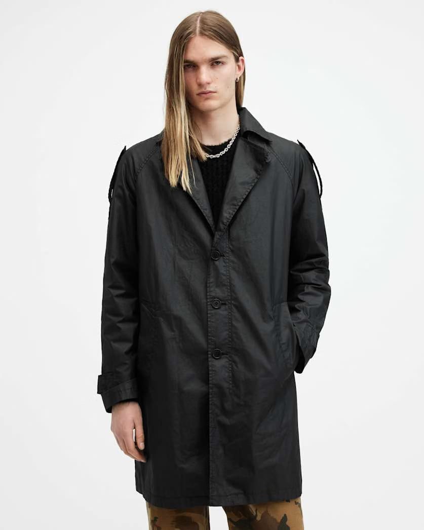 AllSaints Allman Waxed Water Repellent Mac Black