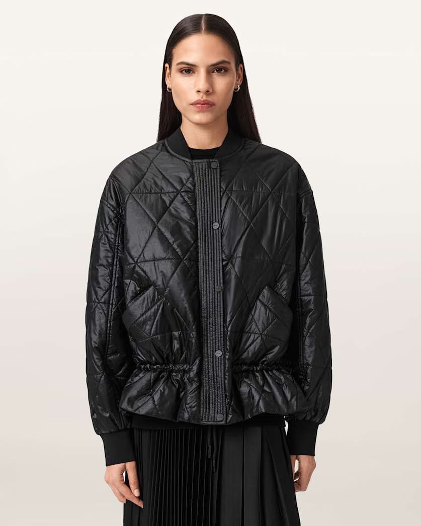 AllSaints Alli Quilted Bomber Jacket Women's Forest Green Women's