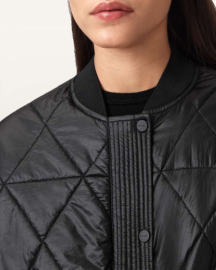 AllSaints Alli Quilted Bomber Jacket Women's Forest Green Women's