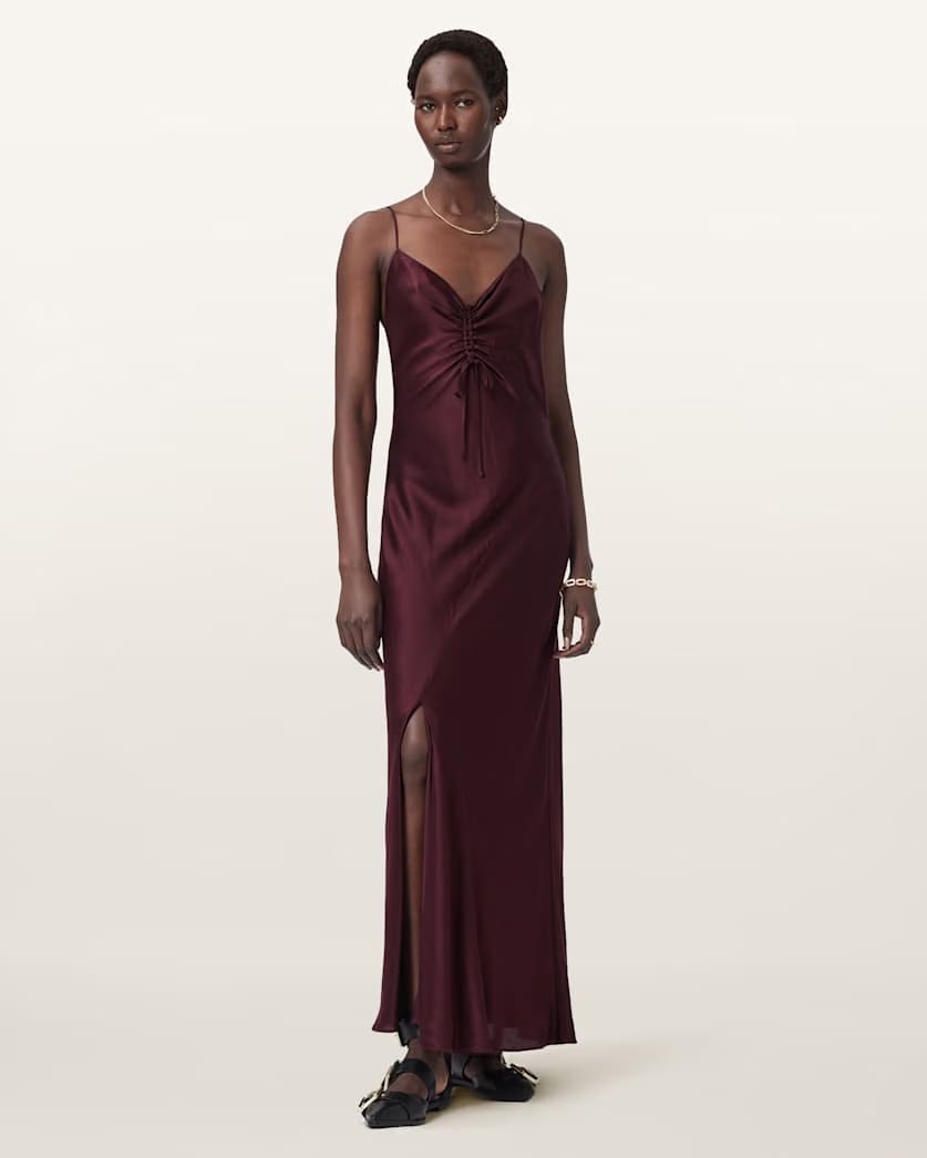 AllSaints Alexia Sleeveless Maxi Dress Women's Oxblood Red Women's