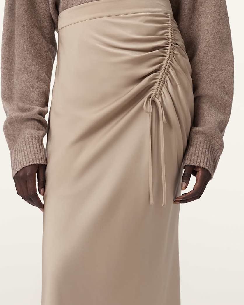 AllSaints Alexia Gathered Maxi Skirt Women's Taupe Grey Women's