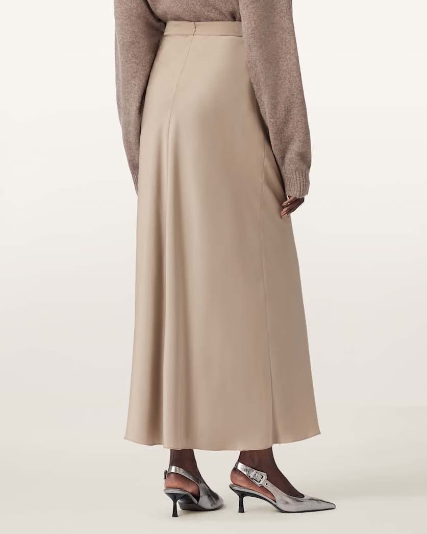 AllSaints Alexia Gathered Maxi Skirt Women's Taupe Grey Women's
