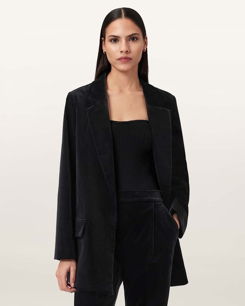 AllSaints Aleida Velvet Blazer Women's Black Women's