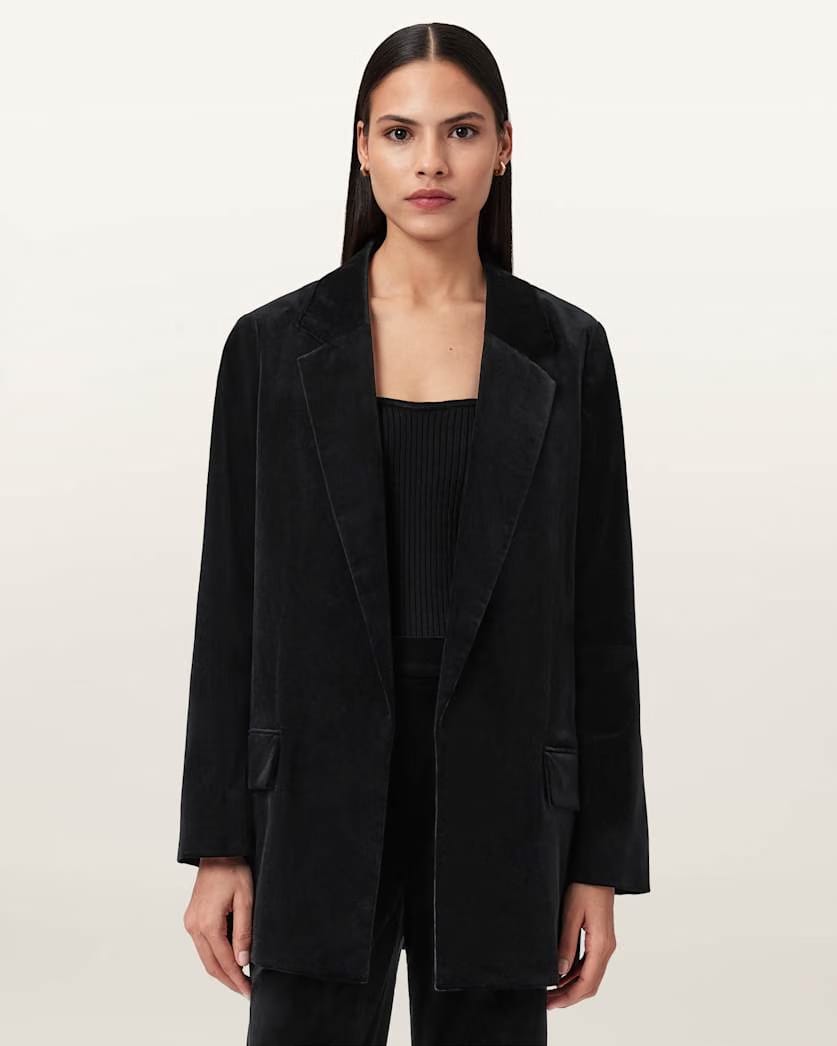 AllSaints Aleida Velvet Blazer Women's Black Women's
