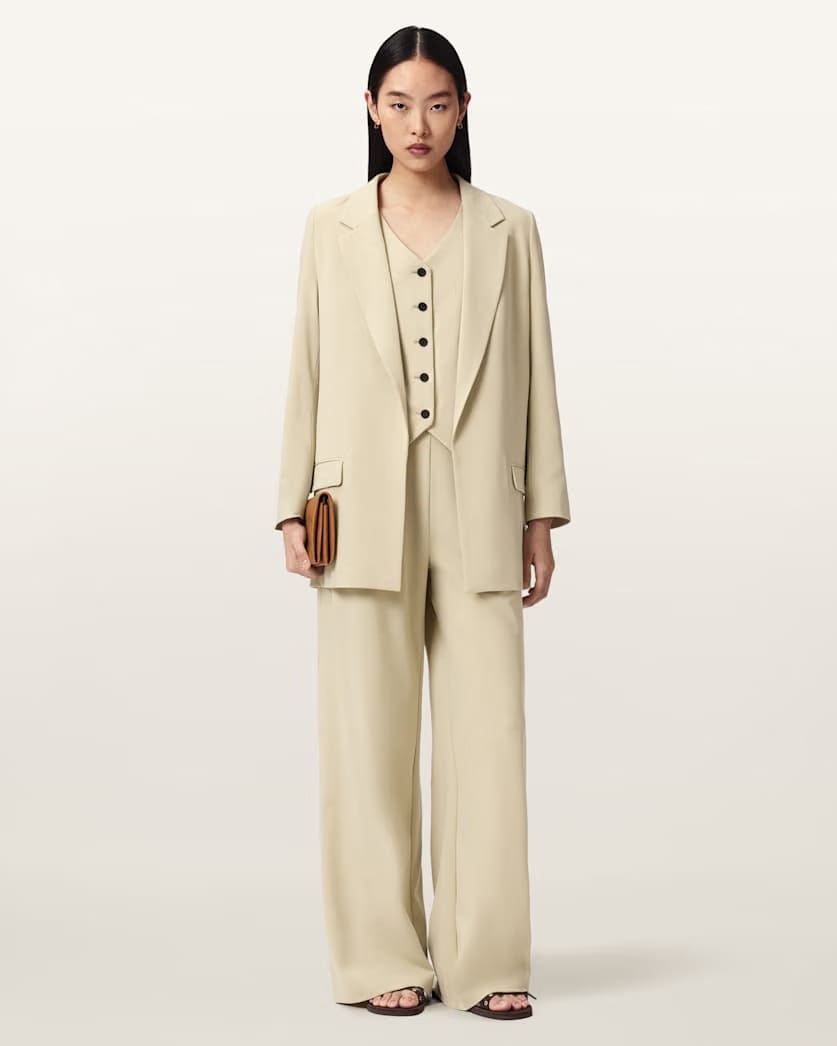 AllSaints Aleida Lightweight Wide Leg Trousers Women's Haze Green Women's