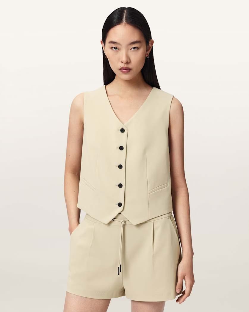 AllSaints Aleida Lightweight Tri Waistcoat Women's Haze Green Women's