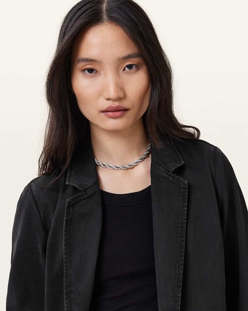 AllSaints Aleida Denim Blazer Women's Washed Black Women's