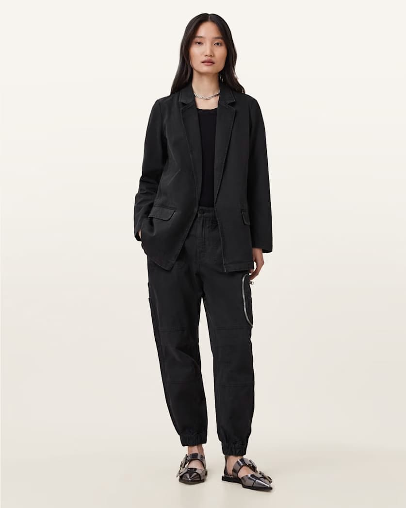 AllSaints Aleida Denim Blazer Women's Washed Black Women's