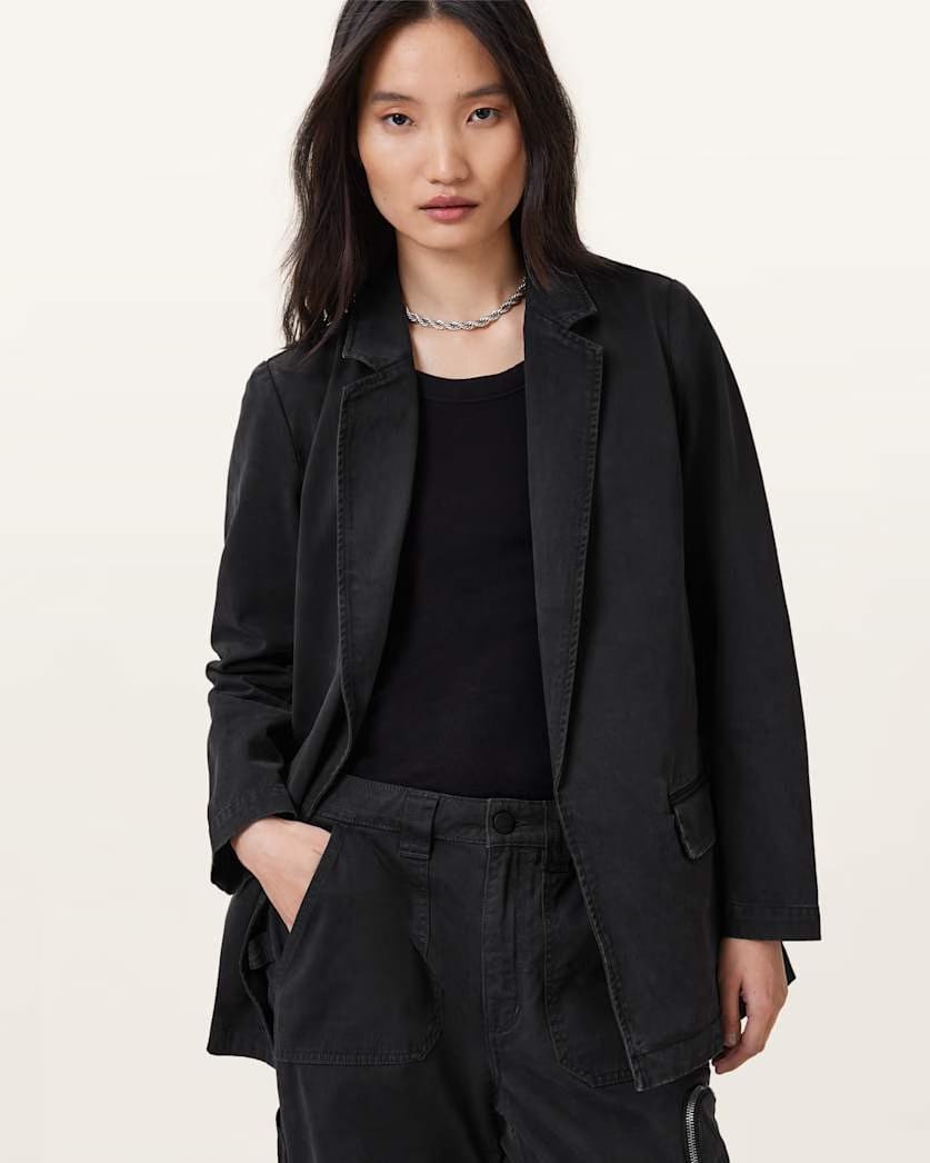 AllSaints Aleida Denim Blazer Women's Washed Black Women's