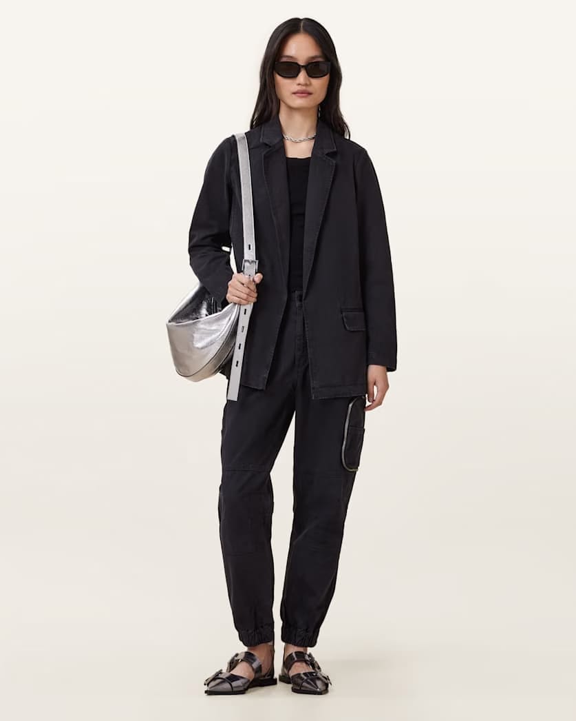 AllSaints Aleida Denim Blazer Women's Washed Black Women's