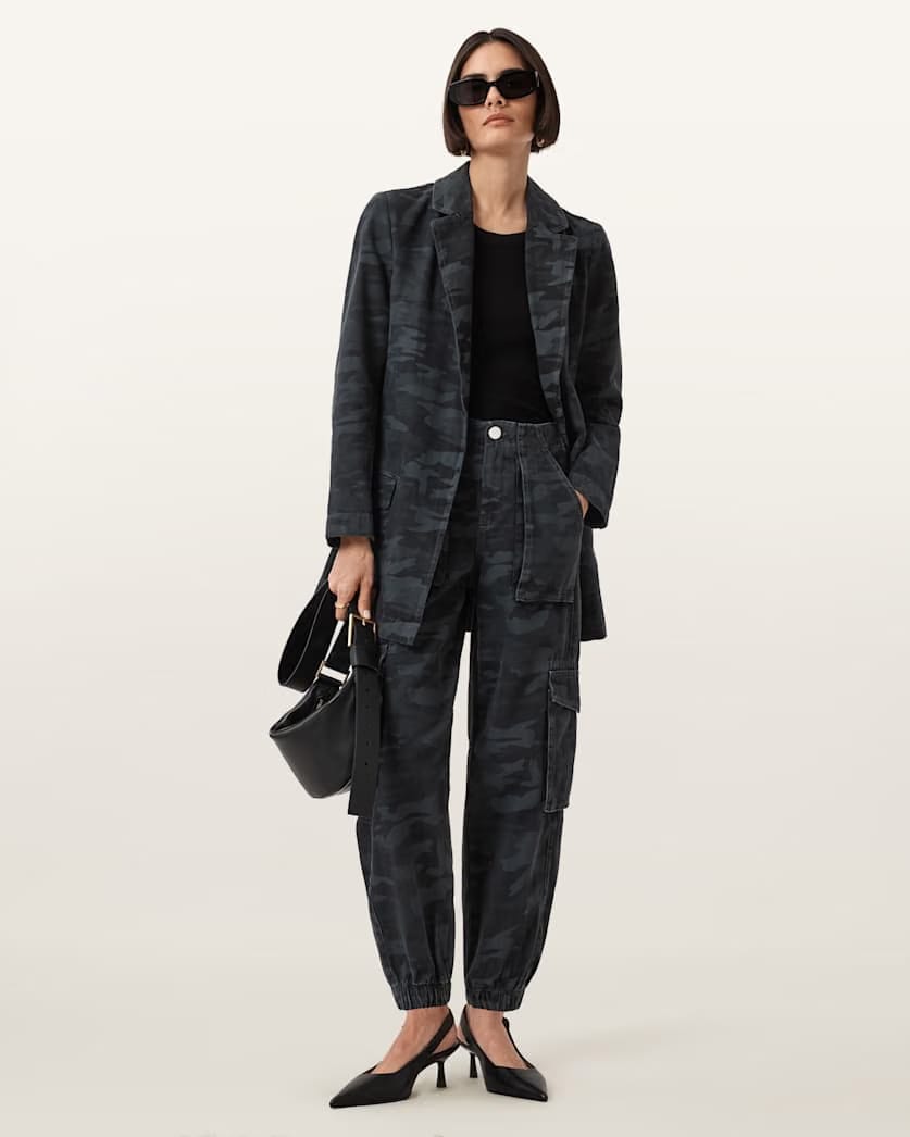 AllSaints Aleida Denim Blazer Women's Camo Ink Blue Women's