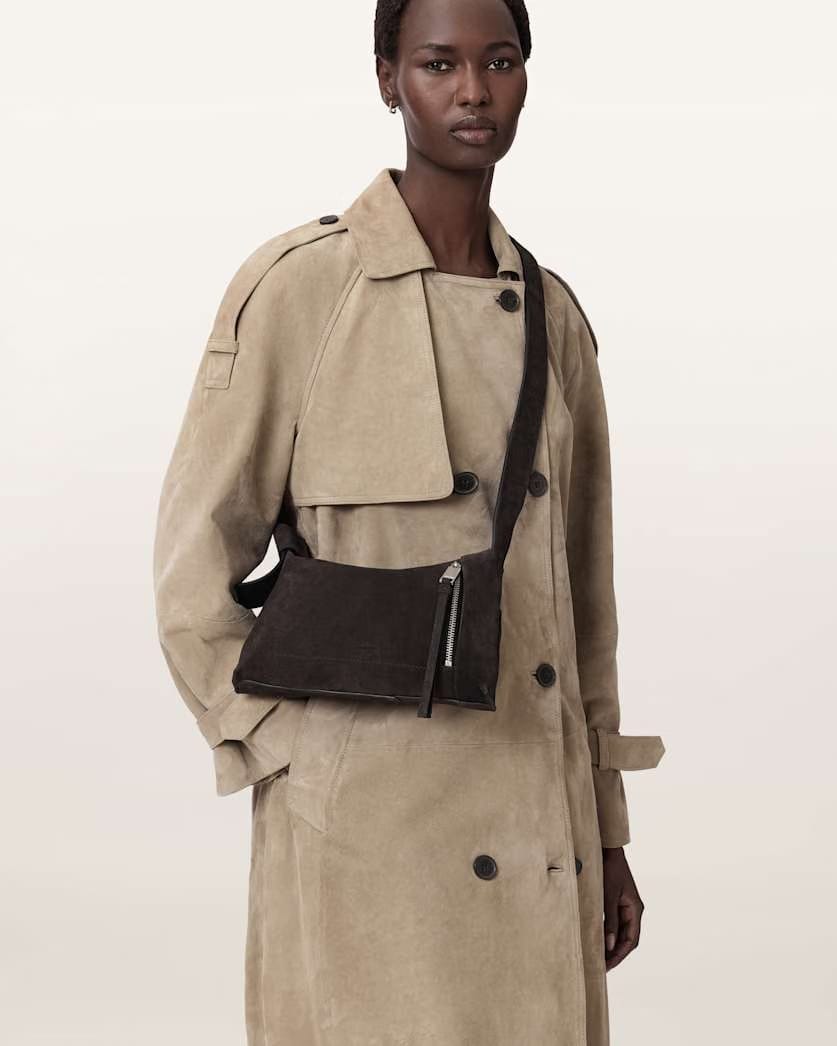 AllSaints Alba Suede Crossbody Bag Women's Bitter Brown Women's