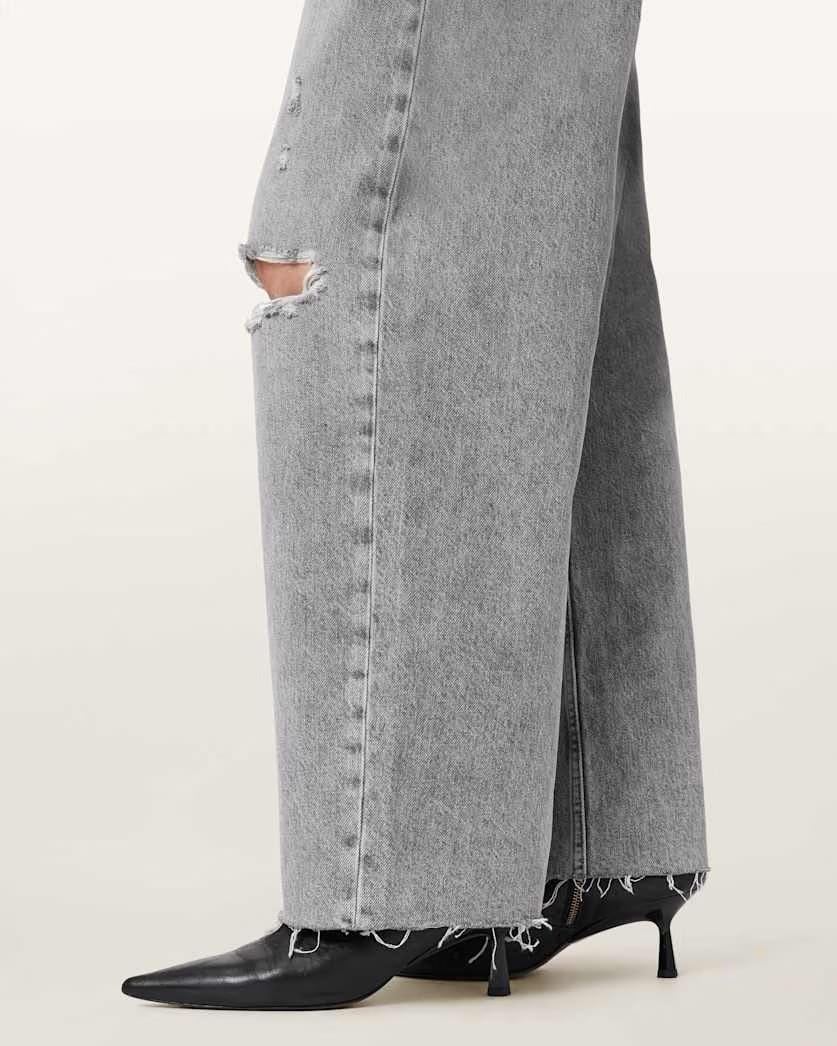 AllSaints Aki Mid Rise Crossover Jeans Women's Destroy Grey Women's