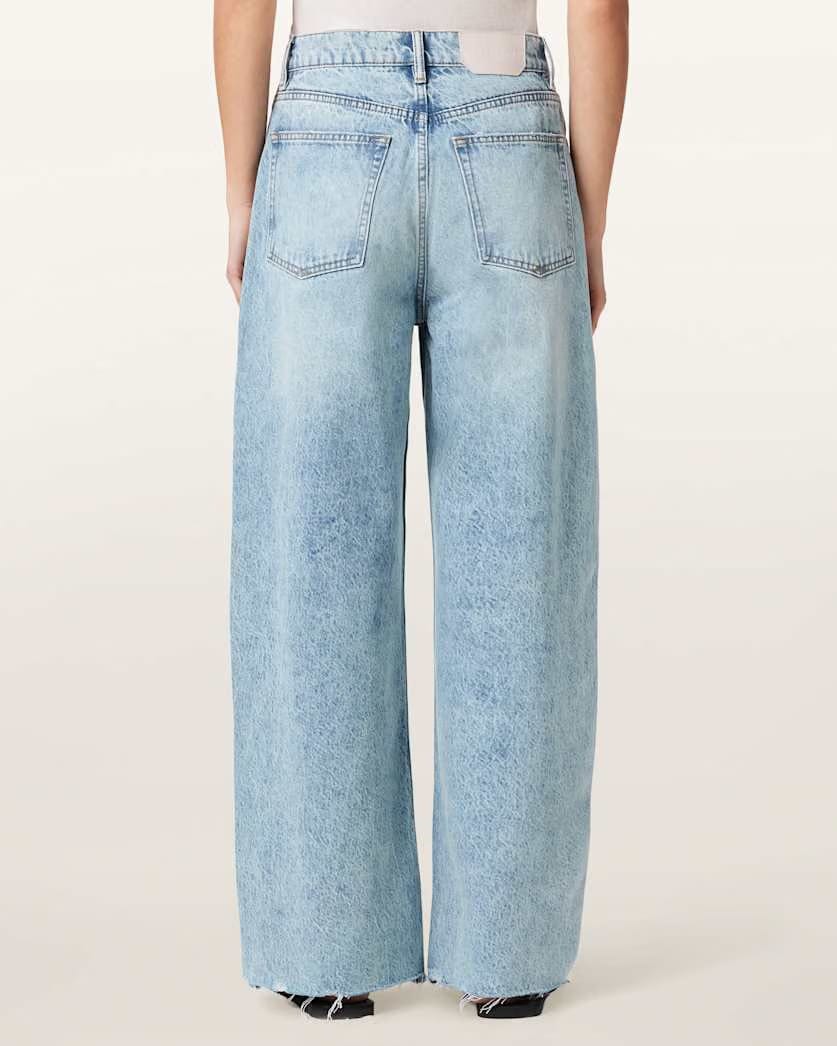 AllSaints Aki Mid Rise Crossover Jeans Women's Destroy Light Blue Women's