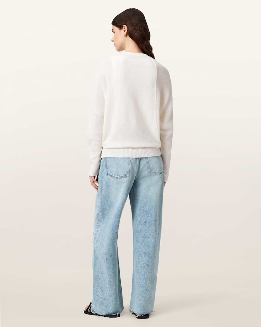 AllSaints Aki Mid Rise Crossover Jeans Women's Destroy Light Blue Women's