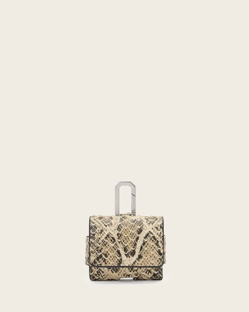 AllSaints Airpod Leather Snake Case Women's Desert White Women's