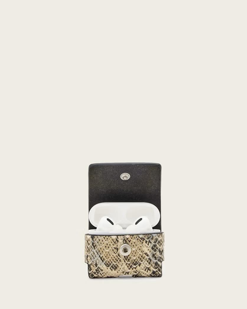 AllSaints Airpod Leather Snake Case Women's Desert White Women's