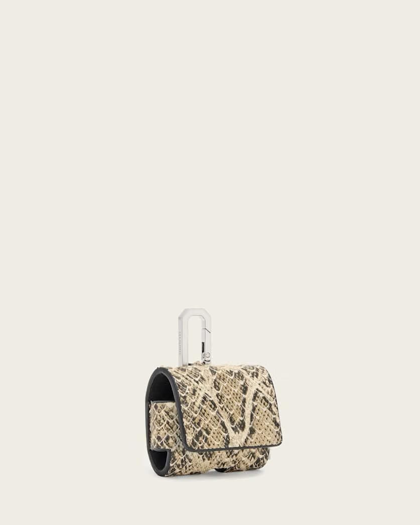 AllSaints Airpod Leather Snake Case Women's Desert White Women's