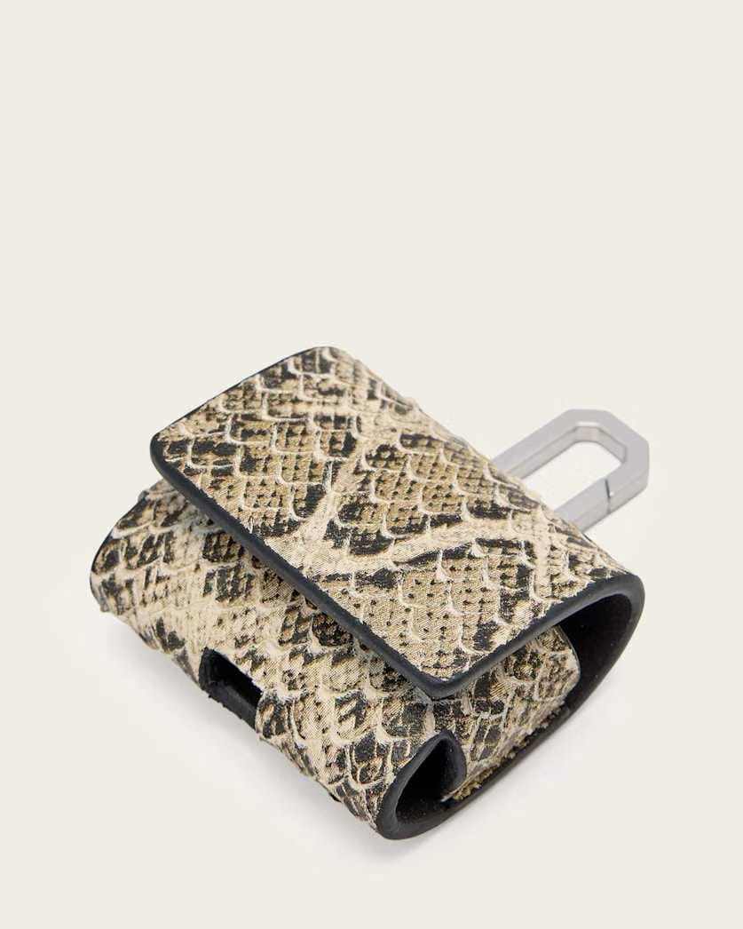 AllSaints Airpod Leather Snake Case Women's Desert White Women's