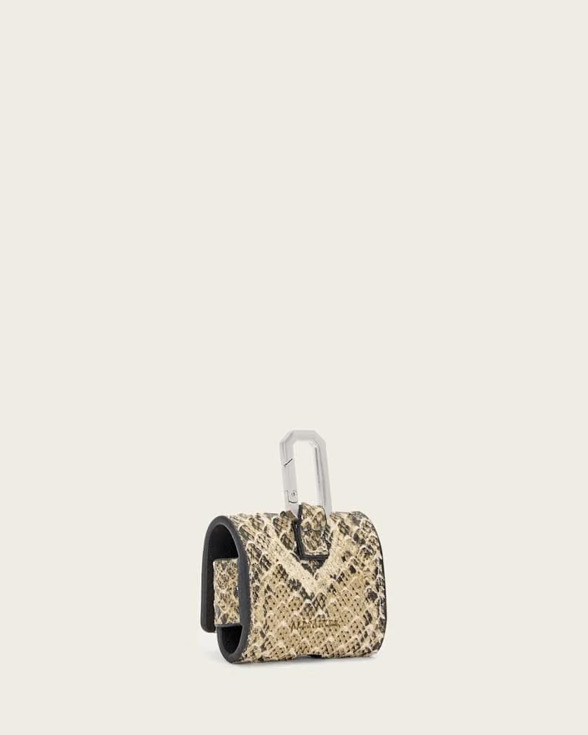 AllSaints Airpod Leather Snake Case Women's Desert White Women's