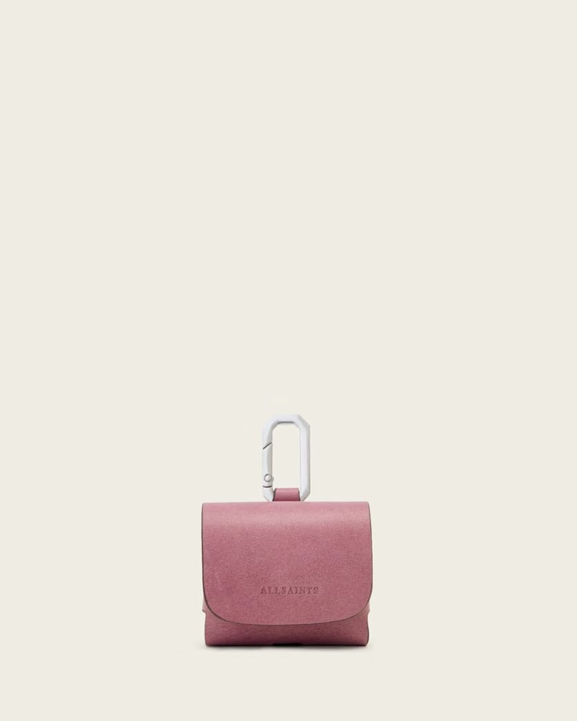 AllSaints Airpod Leather Hex Case Women's Raspberry Pink Women's