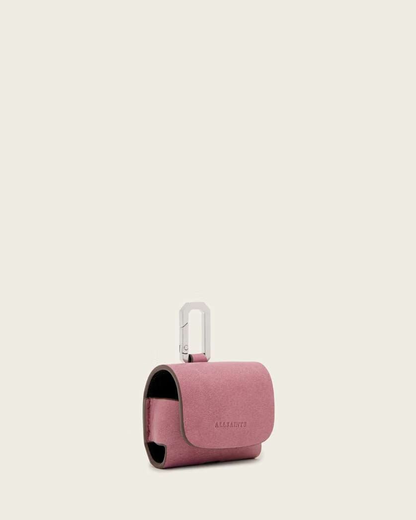 AllSaints Airpod Leather Hex Case Women's Raspberry Pink Women's