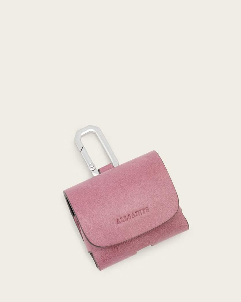 AllSaints Airpod Leather Hex Case Women's Raspberry Pink Women's