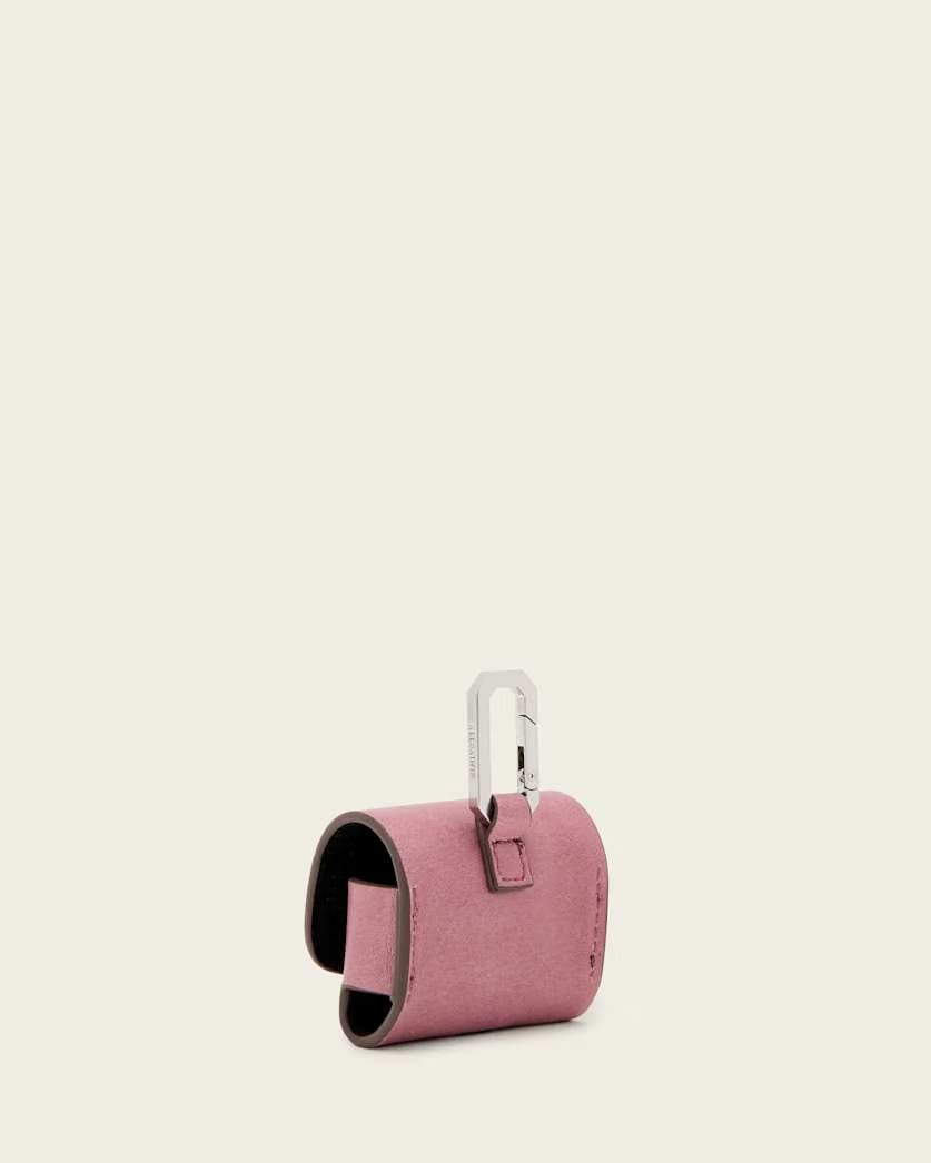 AllSaints Airpod Leather Hex Case Women's Raspberry Pink Women's