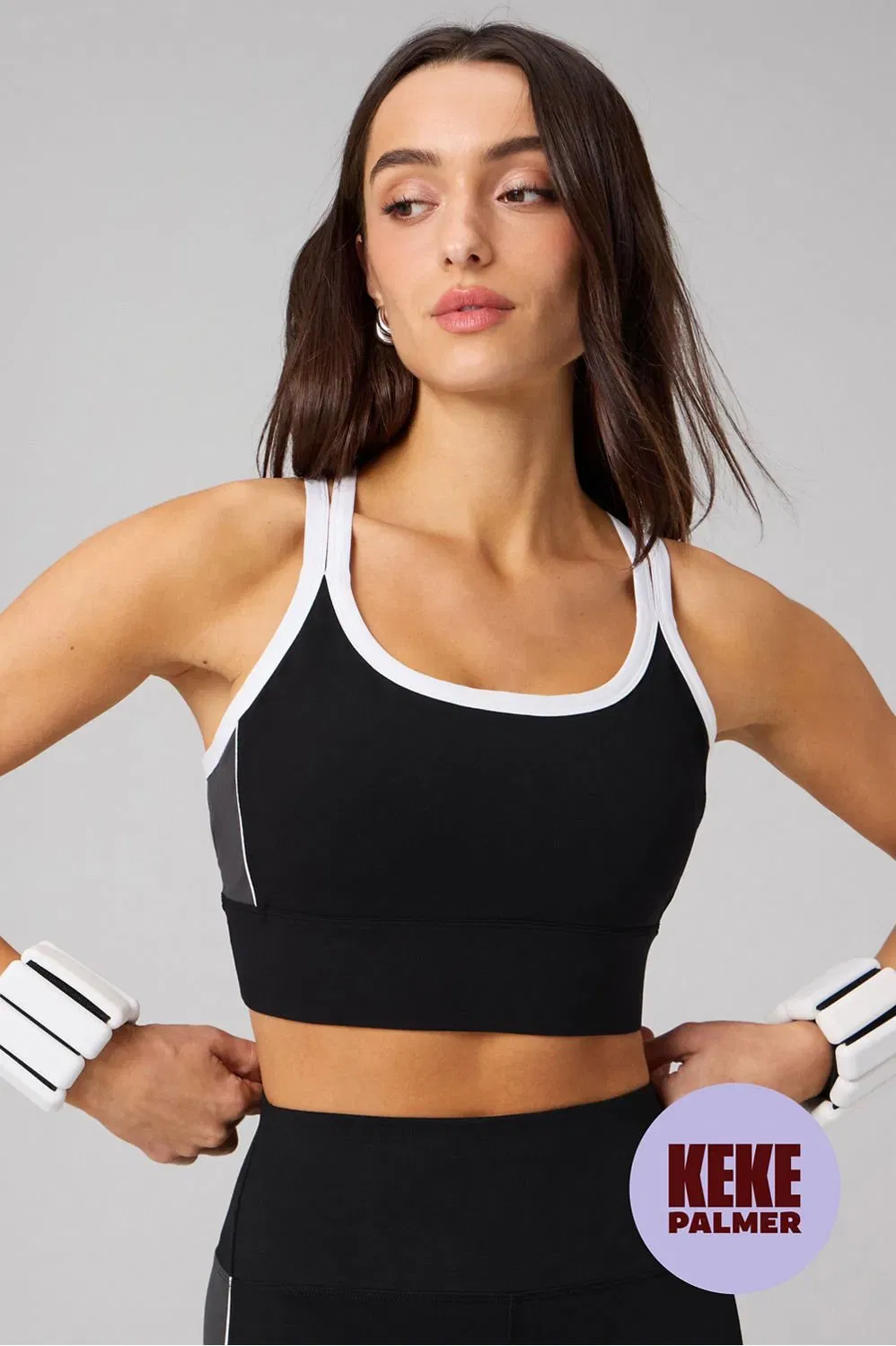 Fabletics Principal Color Block Longline Medium Impact Bra