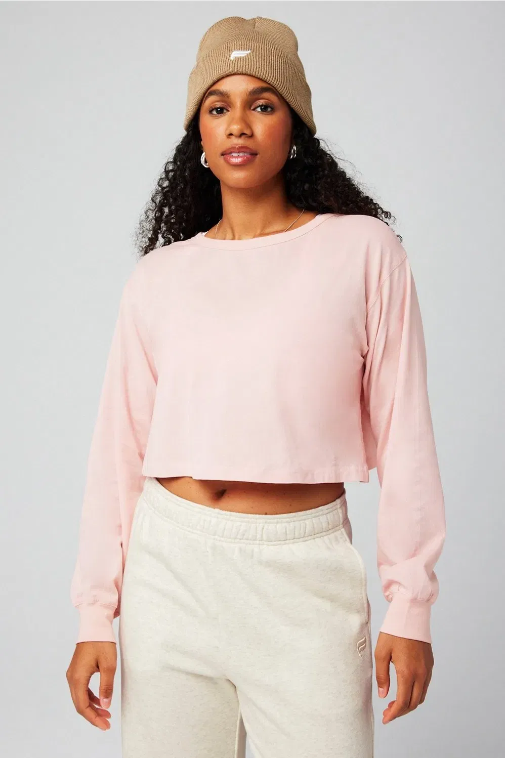 Fabletics 100% Cotton Cropped Boxy Long-Sleeve