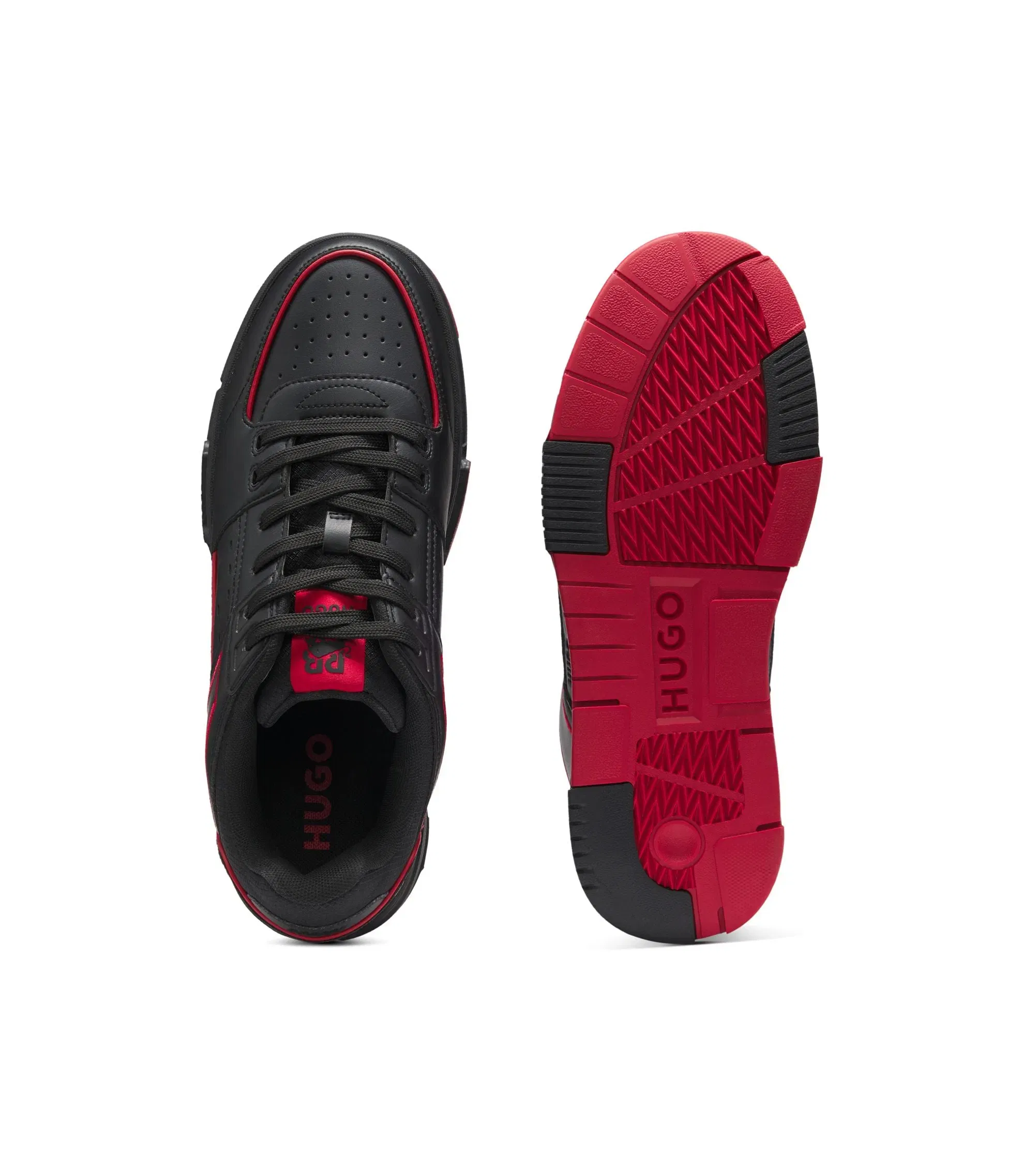 Hugo X Rb Bull Motif Sneakers With Faux Leather Black Black
