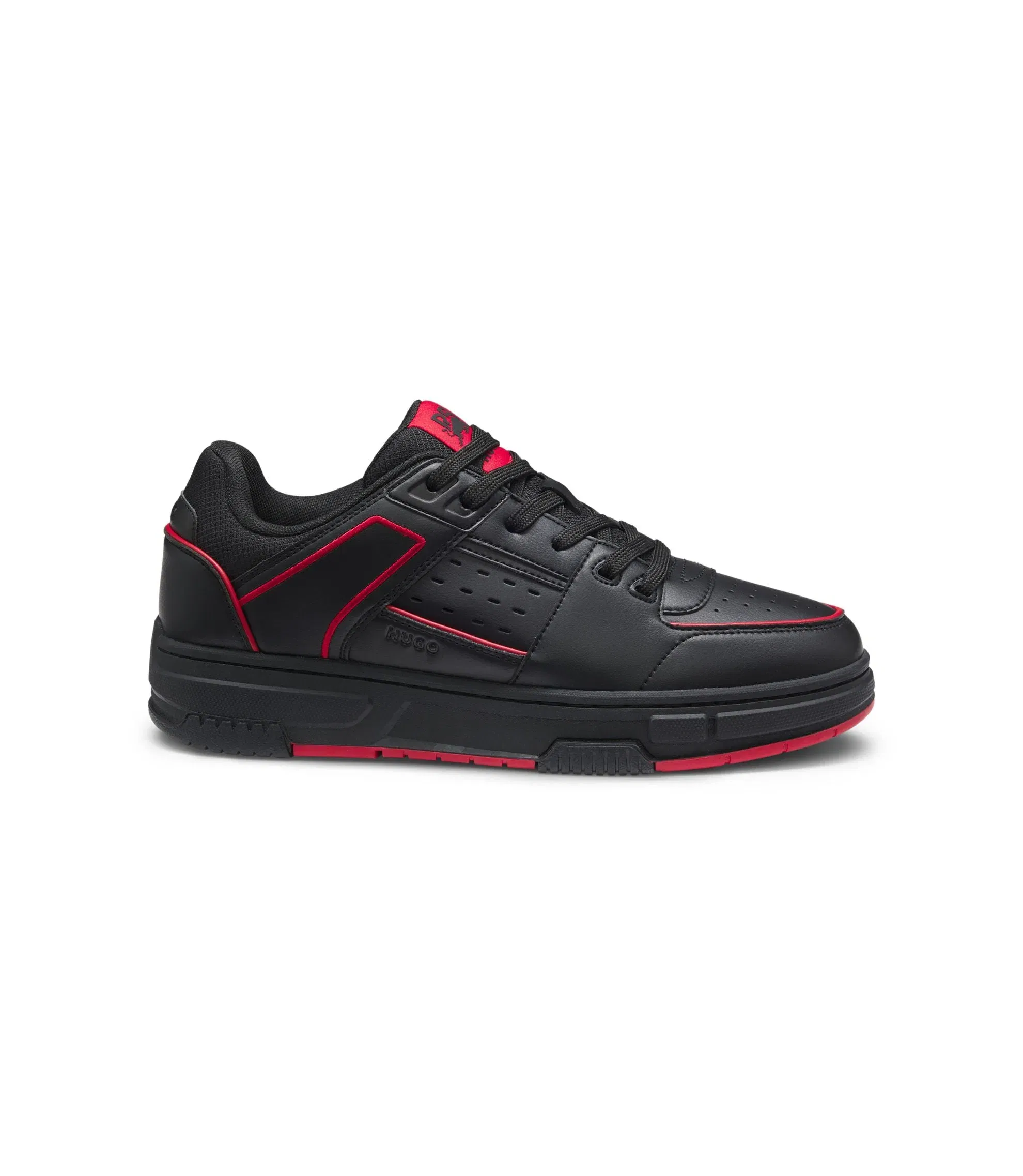 Hugo X Rb Bull Motif Sneakers With Faux Leather Black Black