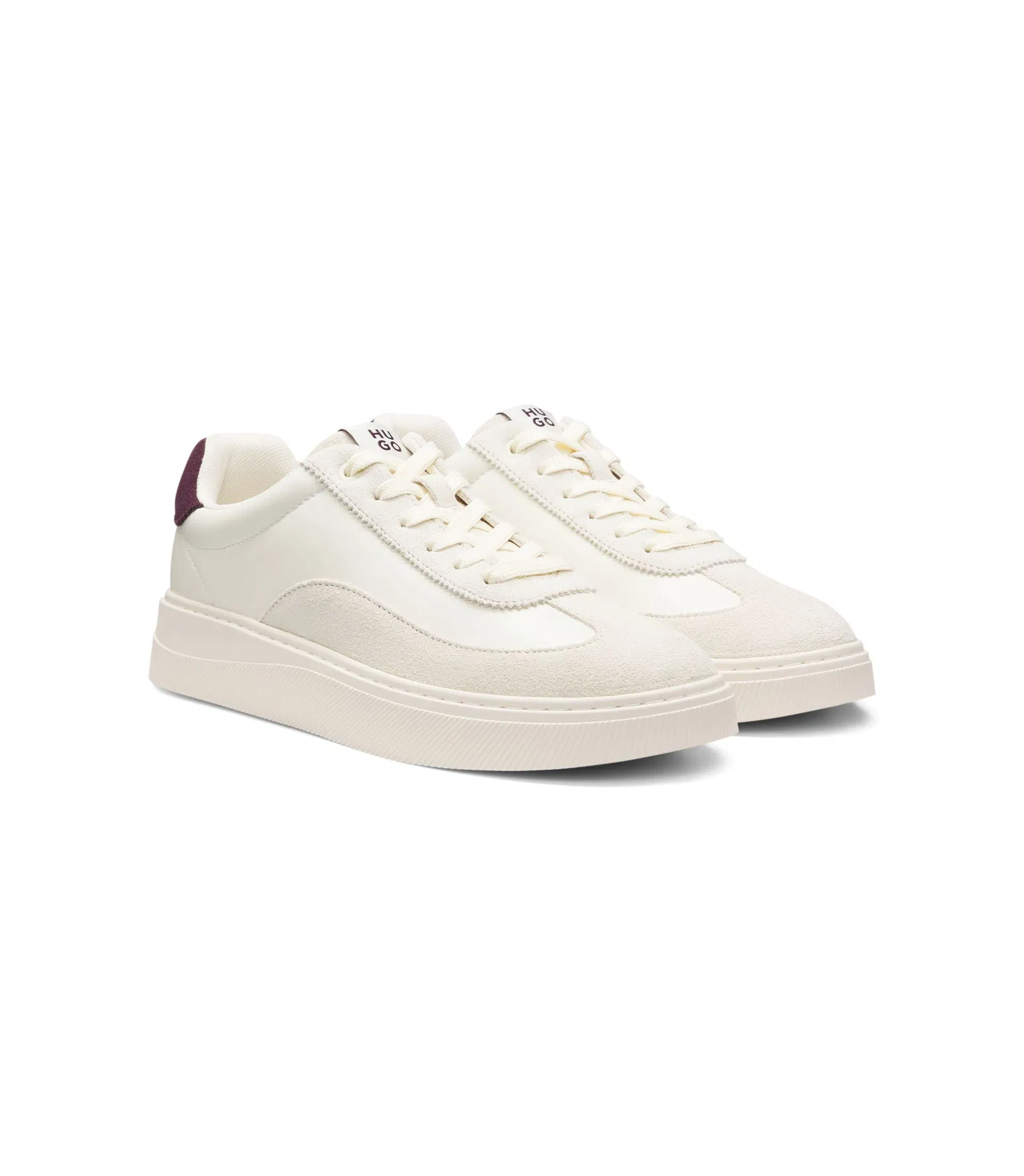 Hugo Suede Trim Trainers With Low Profile Light Grey Womens Light Grey