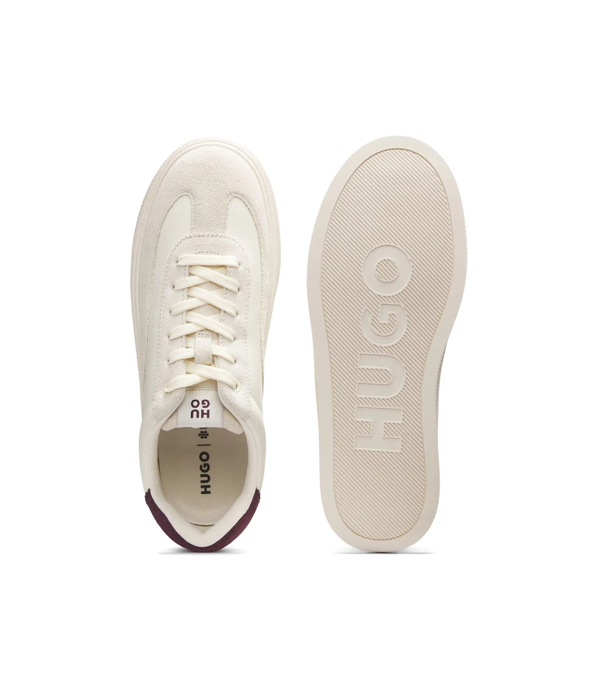 Hugo Suede Trim Trainers With Low Profile Light Grey Womens Light Grey