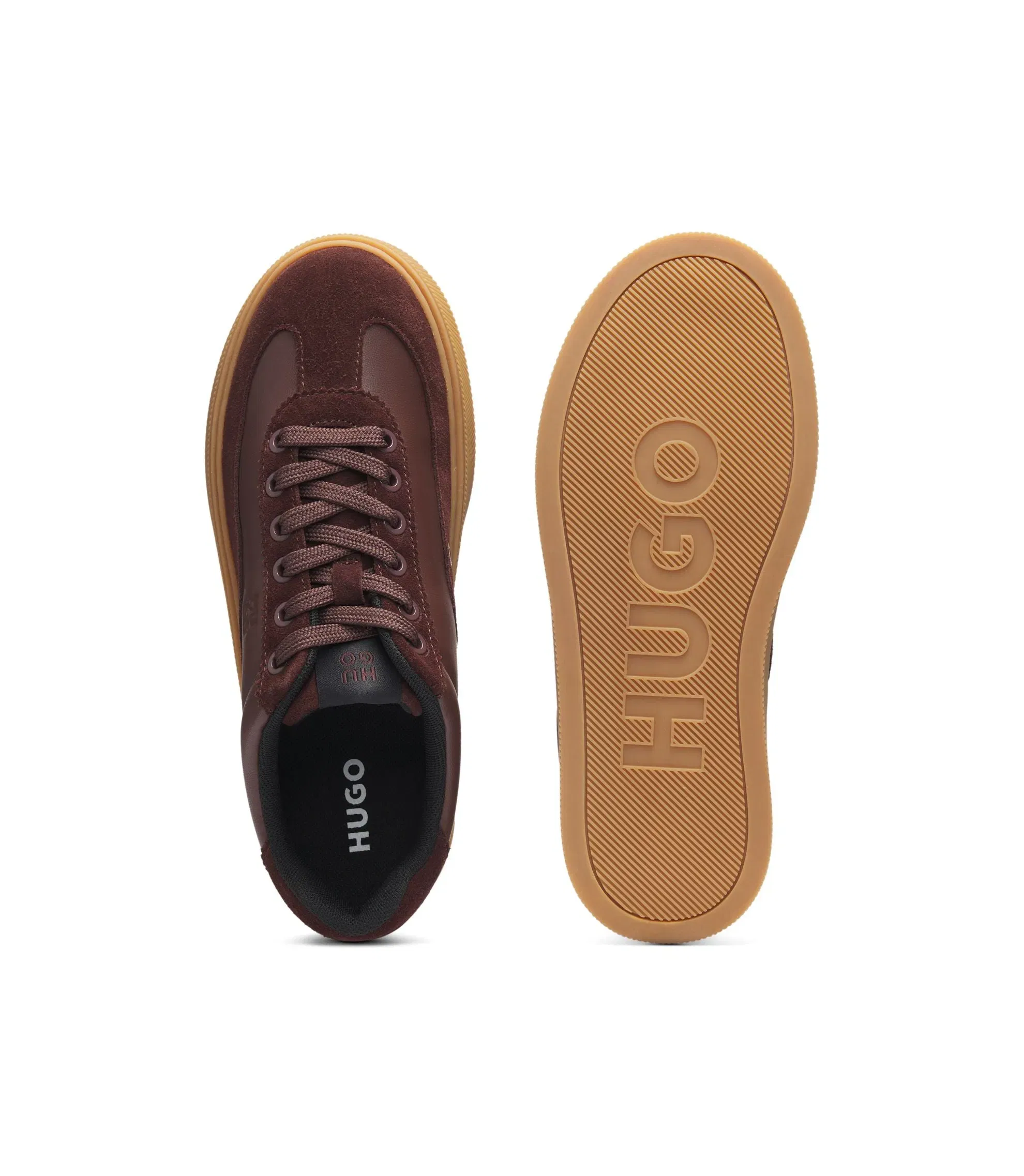 Hugo Suede Trim Trainers With Low Profile Dark Brown Womens Dark Brown