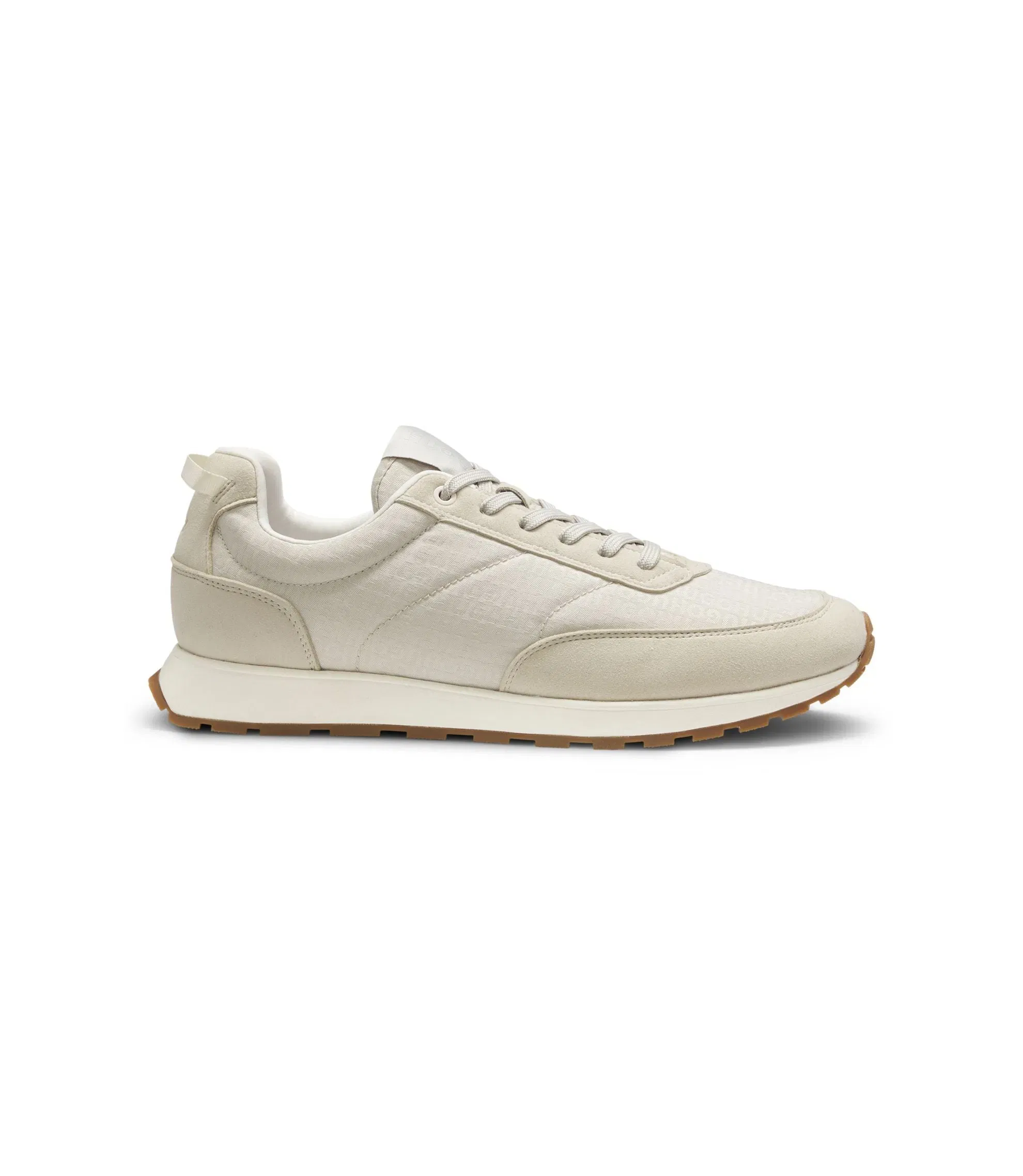 Hugo Running Inspired Trainers With Monogram Jacquard Uppers Light Beige Light Beige