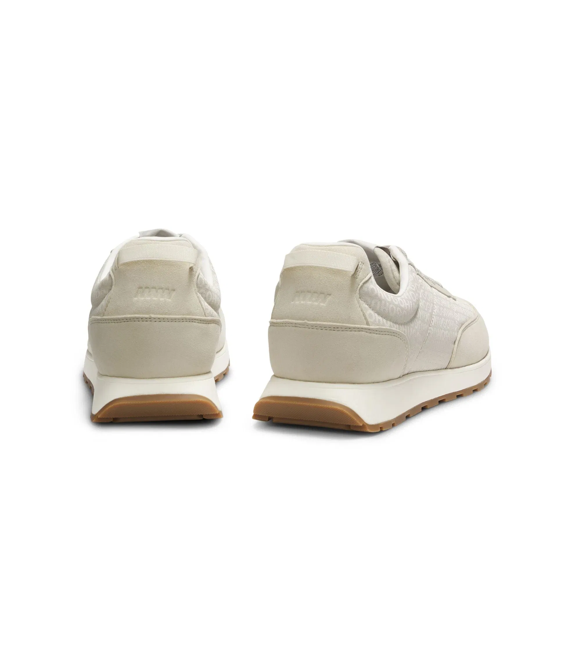 Hugo Running Inspired Trainers With Monogram Jacquard Uppers Light Beige Light Beige