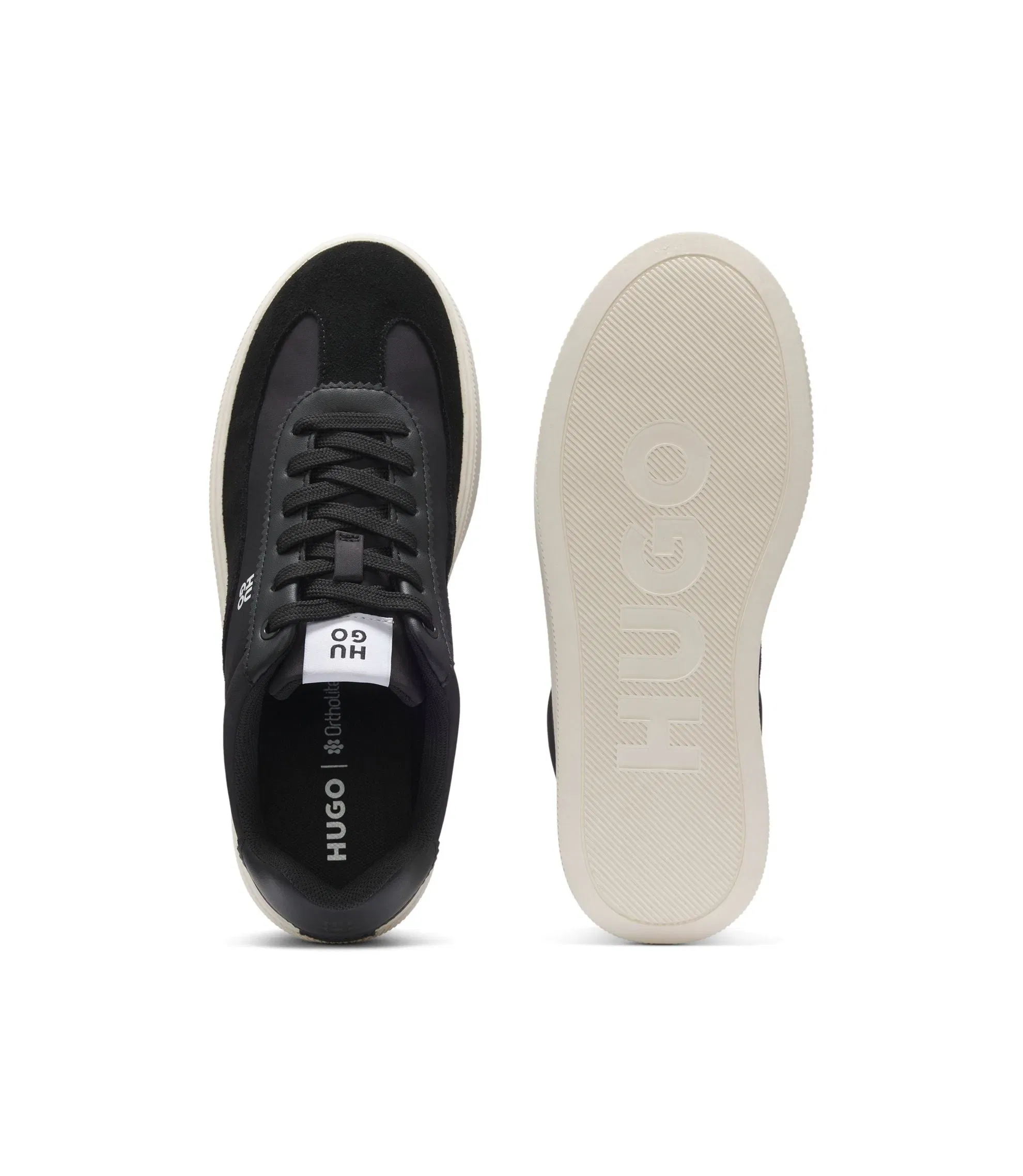 Hugo Platform Sneakers With Suede Trims And Comfort Insole Black Womens Black