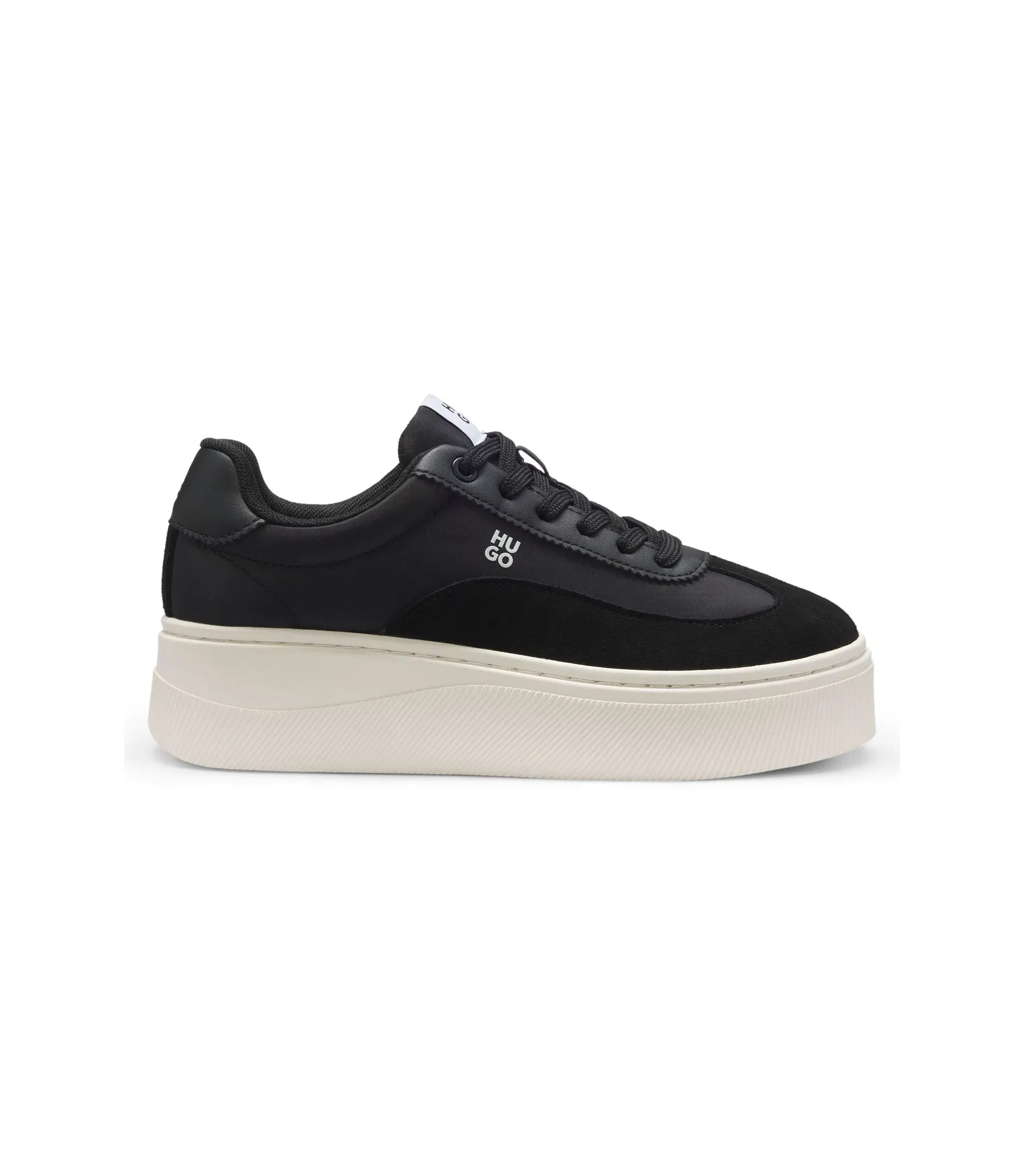 Hugo Platform Sneakers With Suede Trims And Comfort Insole Black Womens Black
