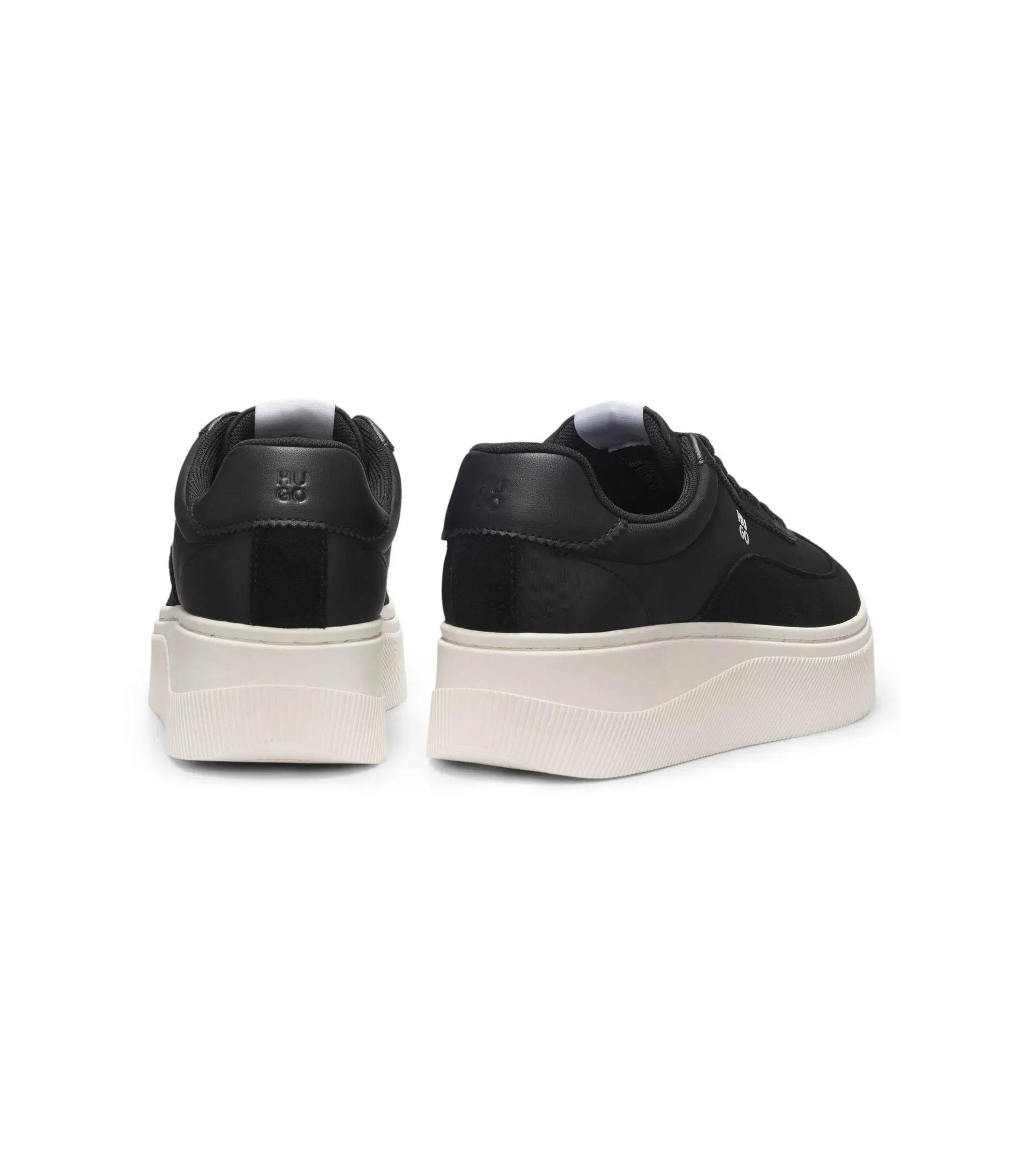 Hugo Platform Sneakers With Suede Trims And Comfort Insole Black Womens Black