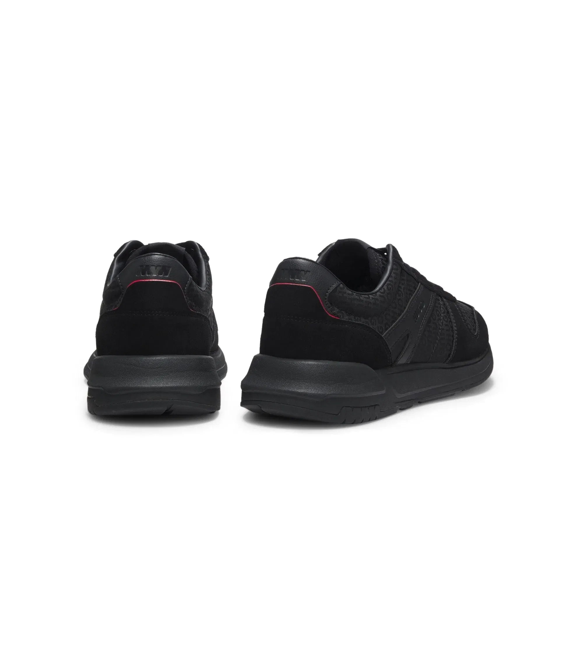 Hugo Monogram Jacquard Sneakers With Faux Suede Trim Black Black