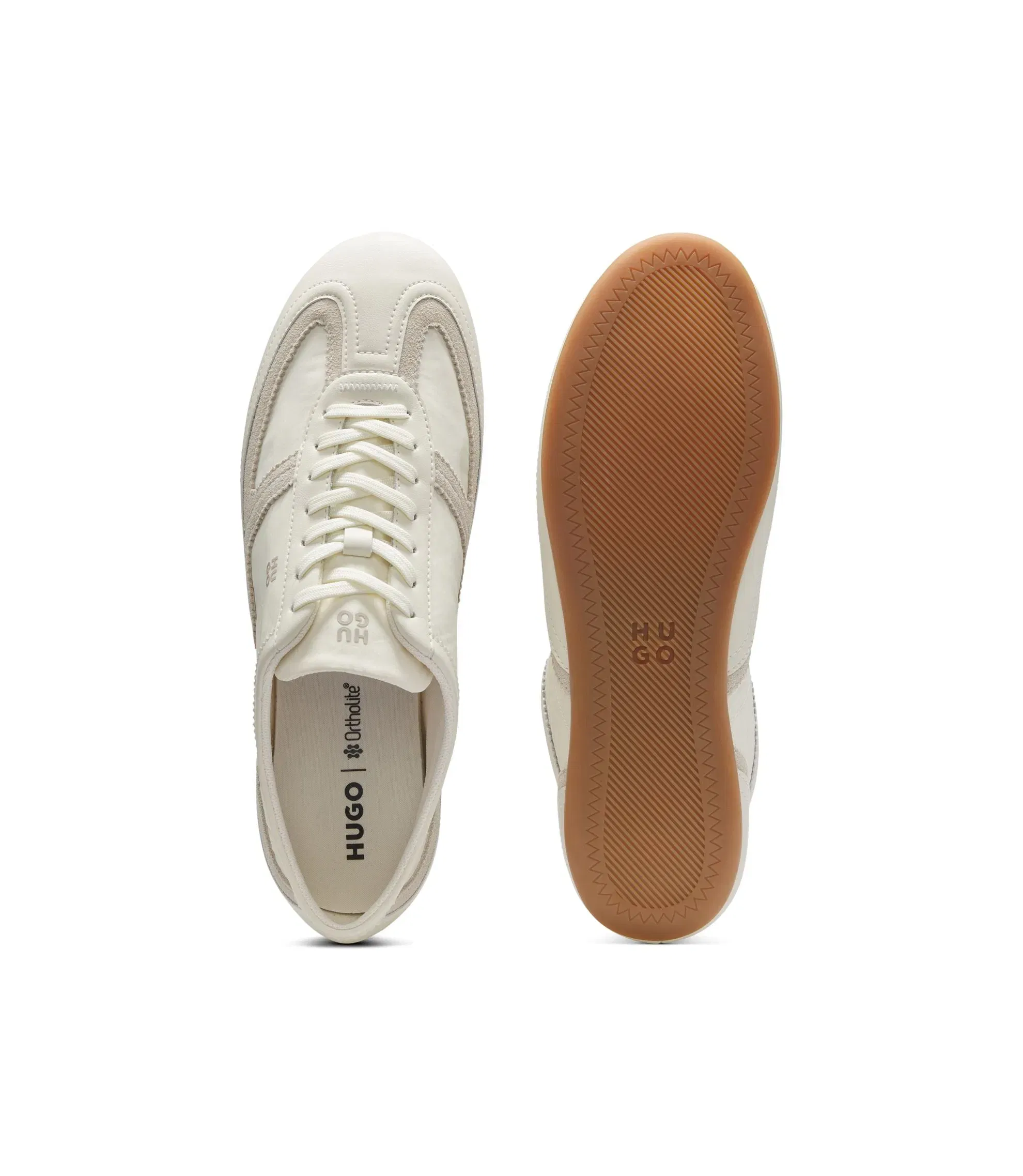 Hugo Low Top Trainers With Suede And Leather White Womens White