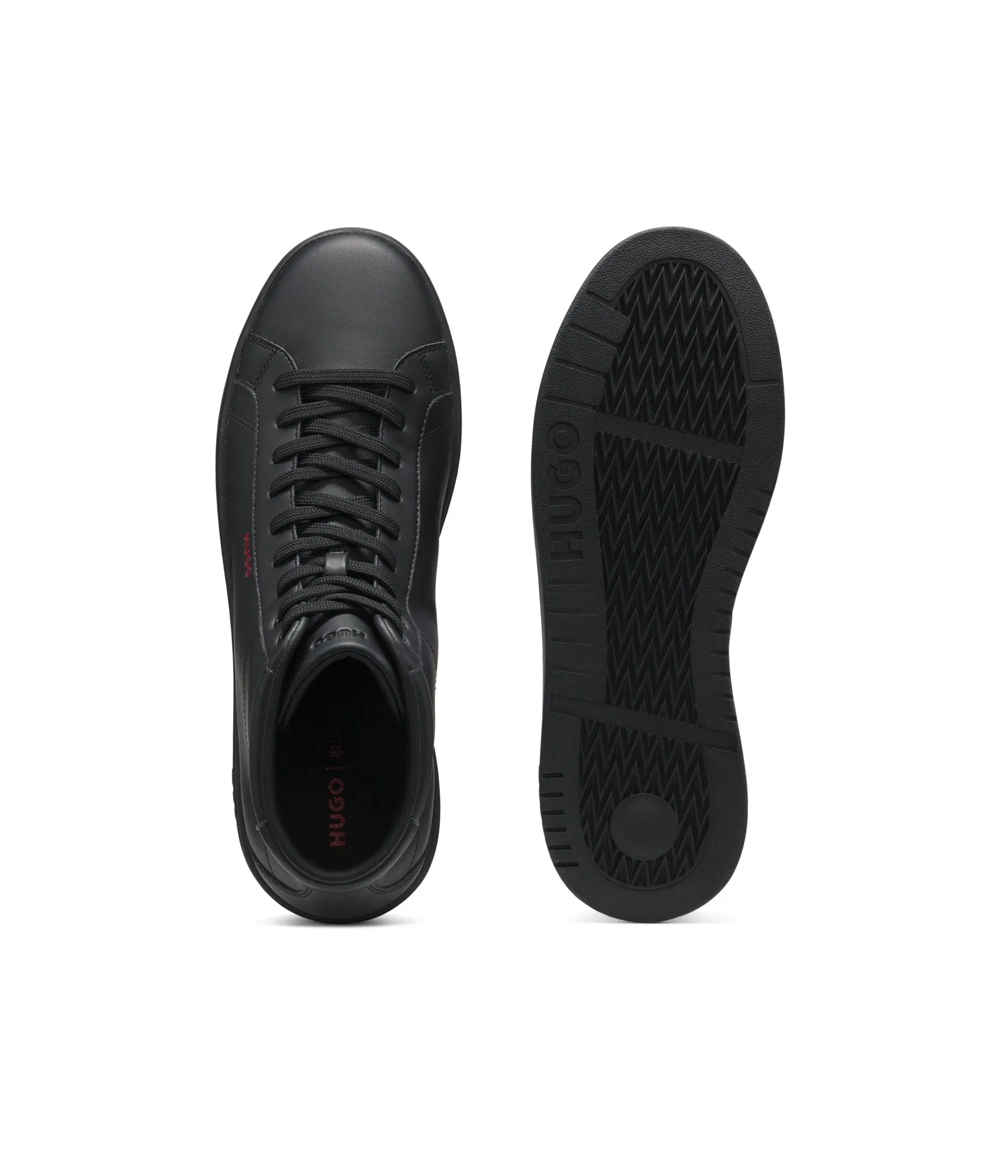 Hugo High Top Sneakers In Faux Leather Black Black