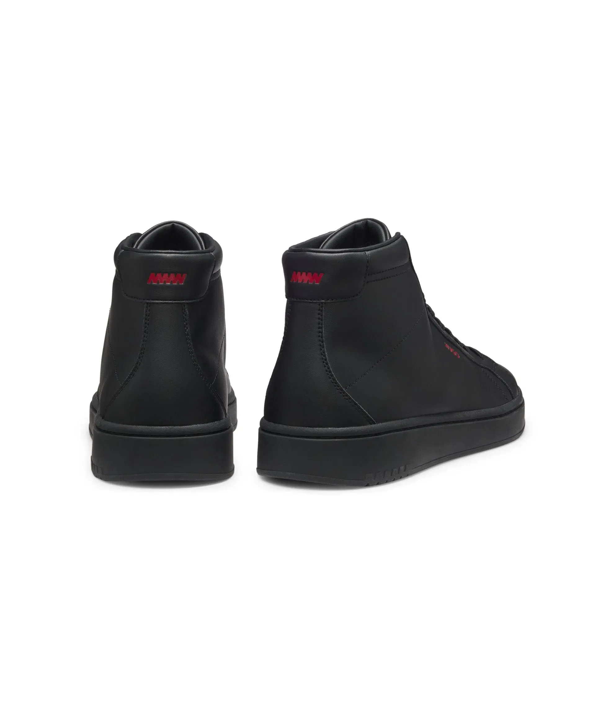 Hugo High Top Sneakers In Faux Leather Black Black