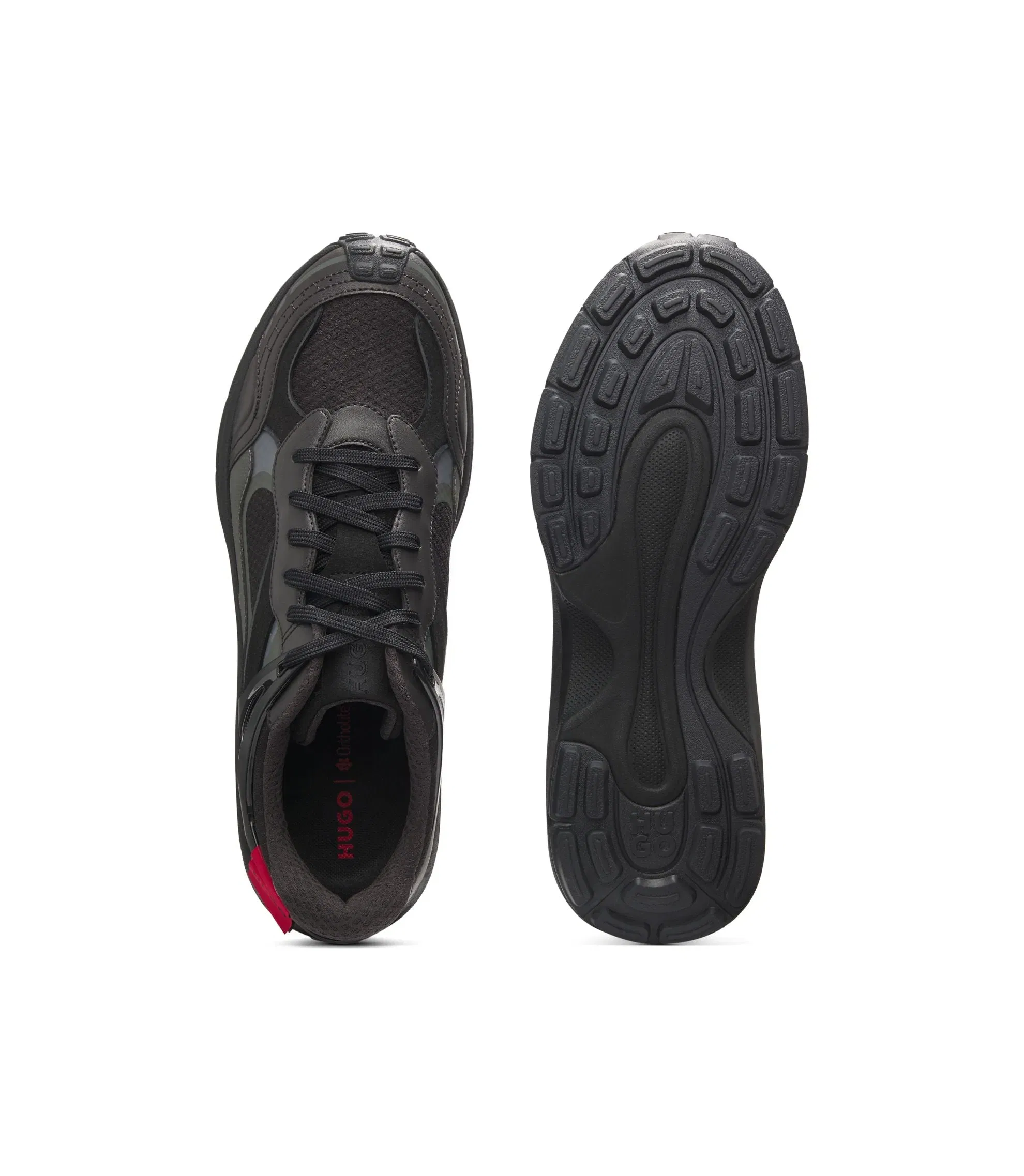 Hugo Heel Spoiler Trainers With Faux Suede Accents Black Black