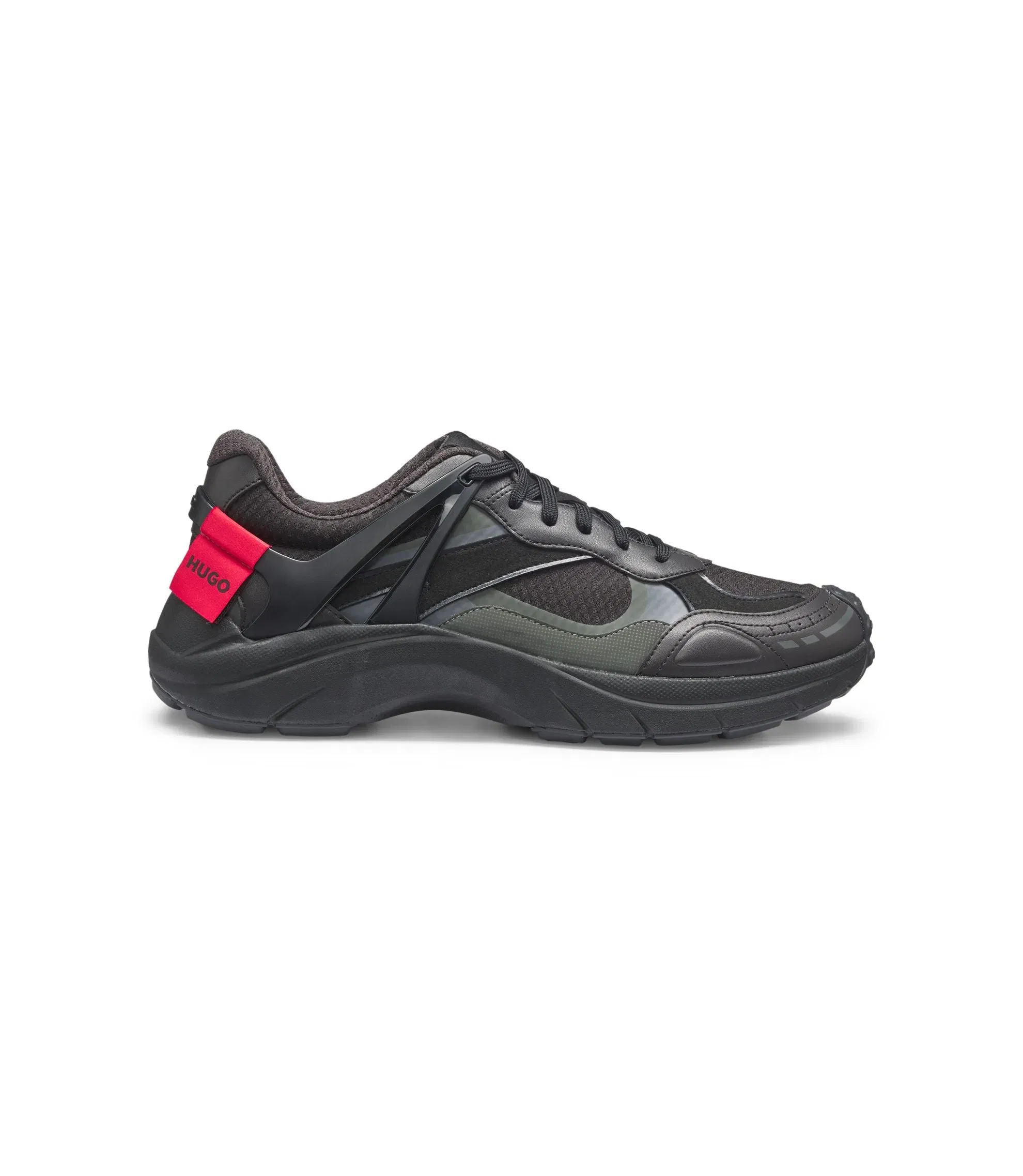 Hugo Heel Spoiler Trainers With Faux Suede Accents Black Black