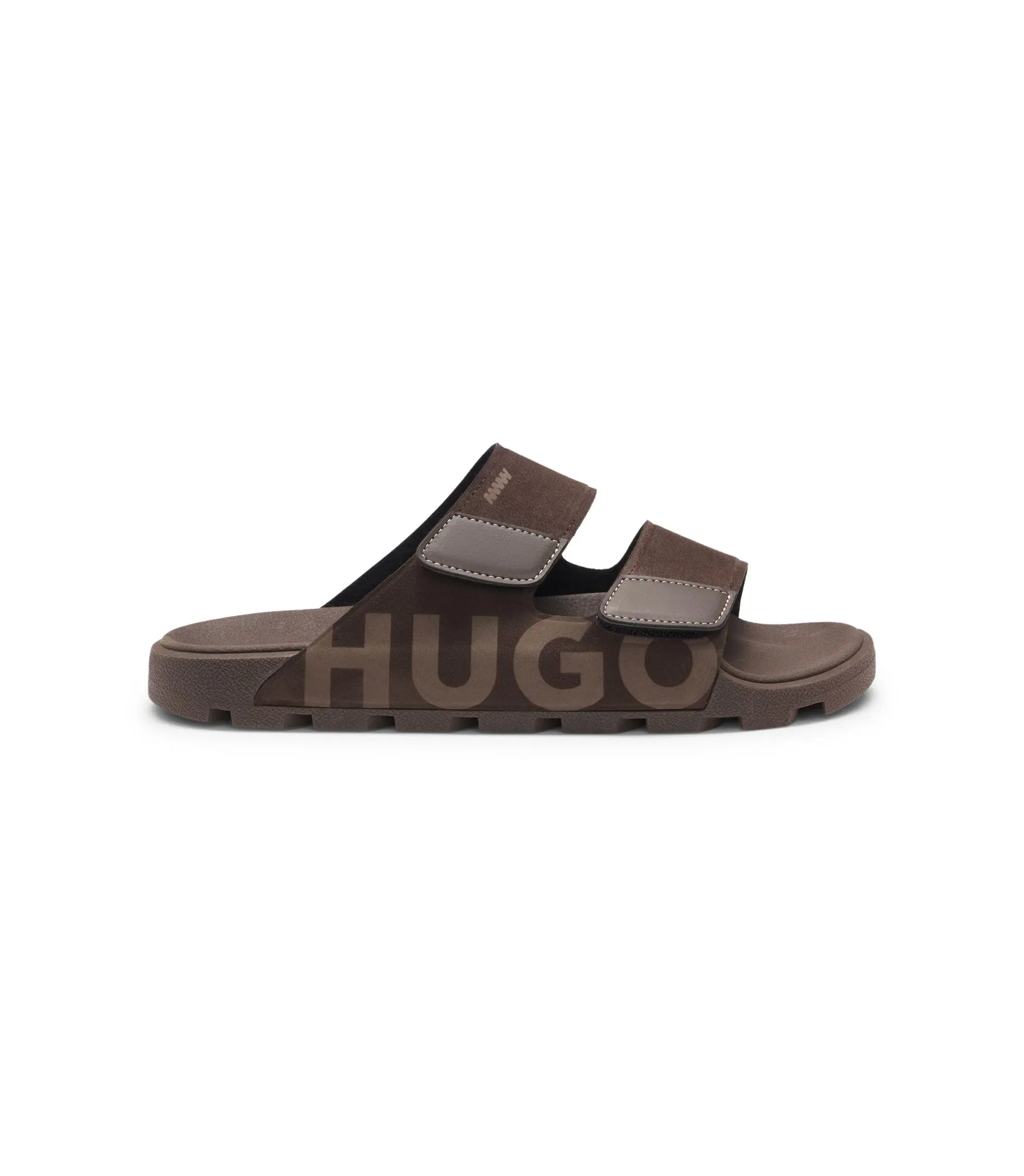 Hugo Faux Suede Slides With Logo Detailing Light Brown Light Brown