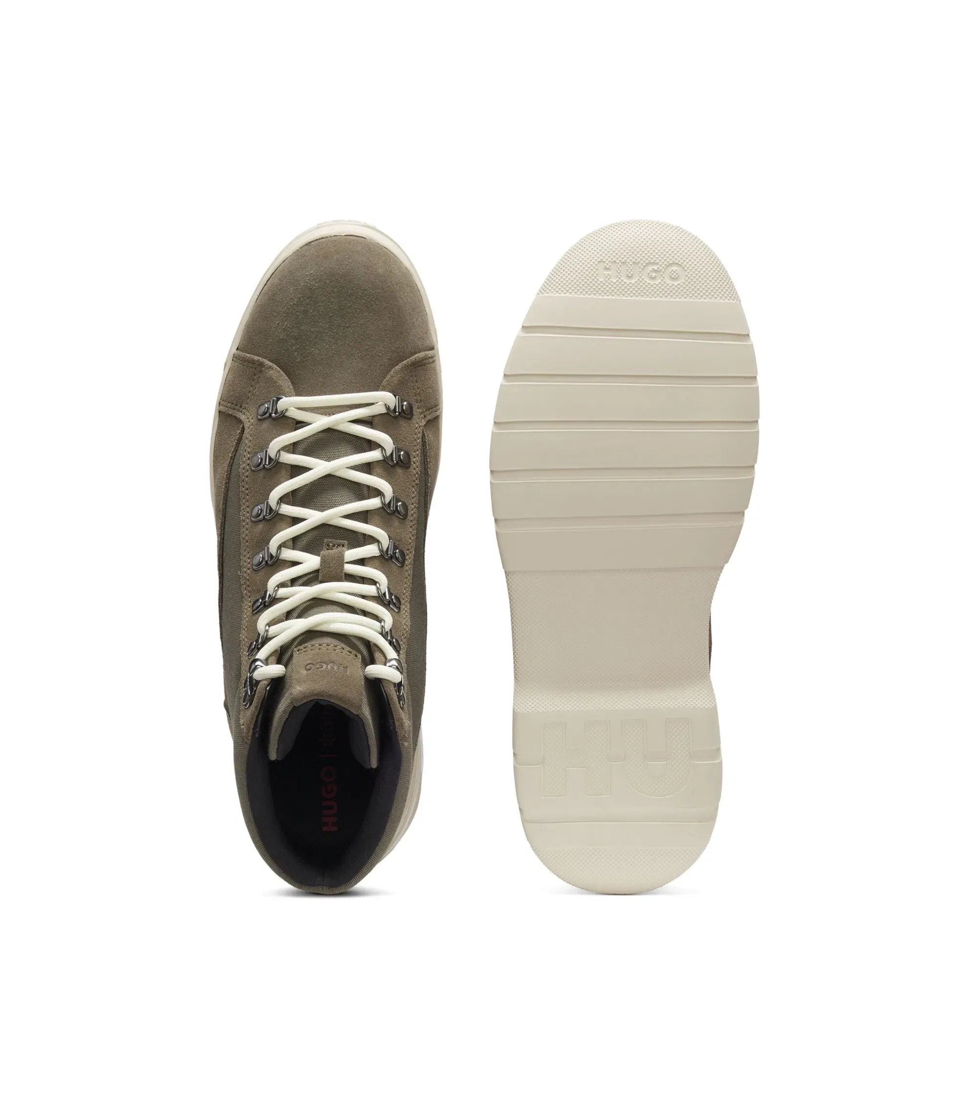 Hugo Canvas Boots With Suede Trims Light Green Light Green