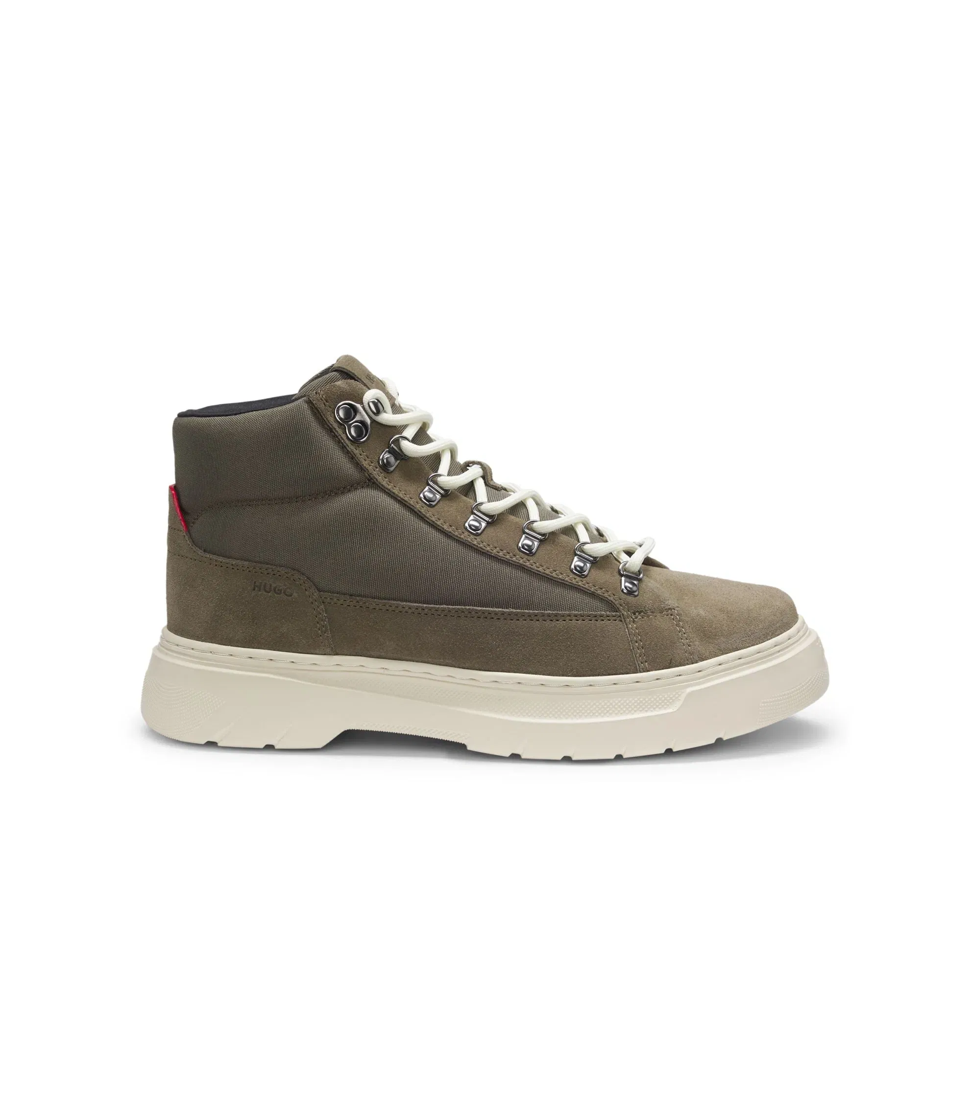 Hugo Canvas Boots With Suede Trims Light Green Light Green